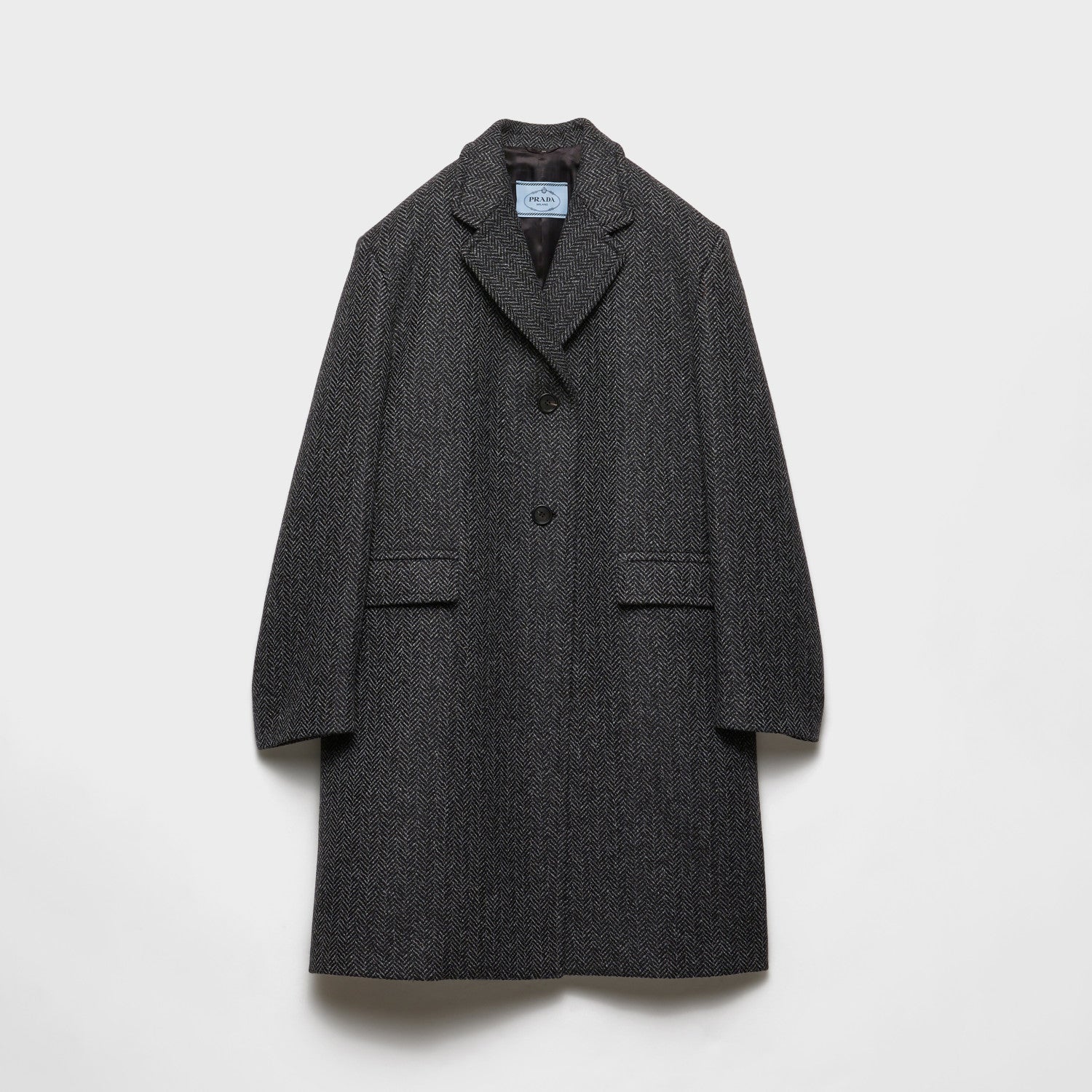 Prada Women's Fall/Winter Fashion Classic V Neck Single Breasted Herringbone Wool Coat Jacket #78862