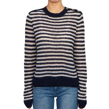 Dior Women's Striped Color-Blocked Spring/Fall Crewneck Pullover Long-Sleeve Knit Sweater Ngvp #2342