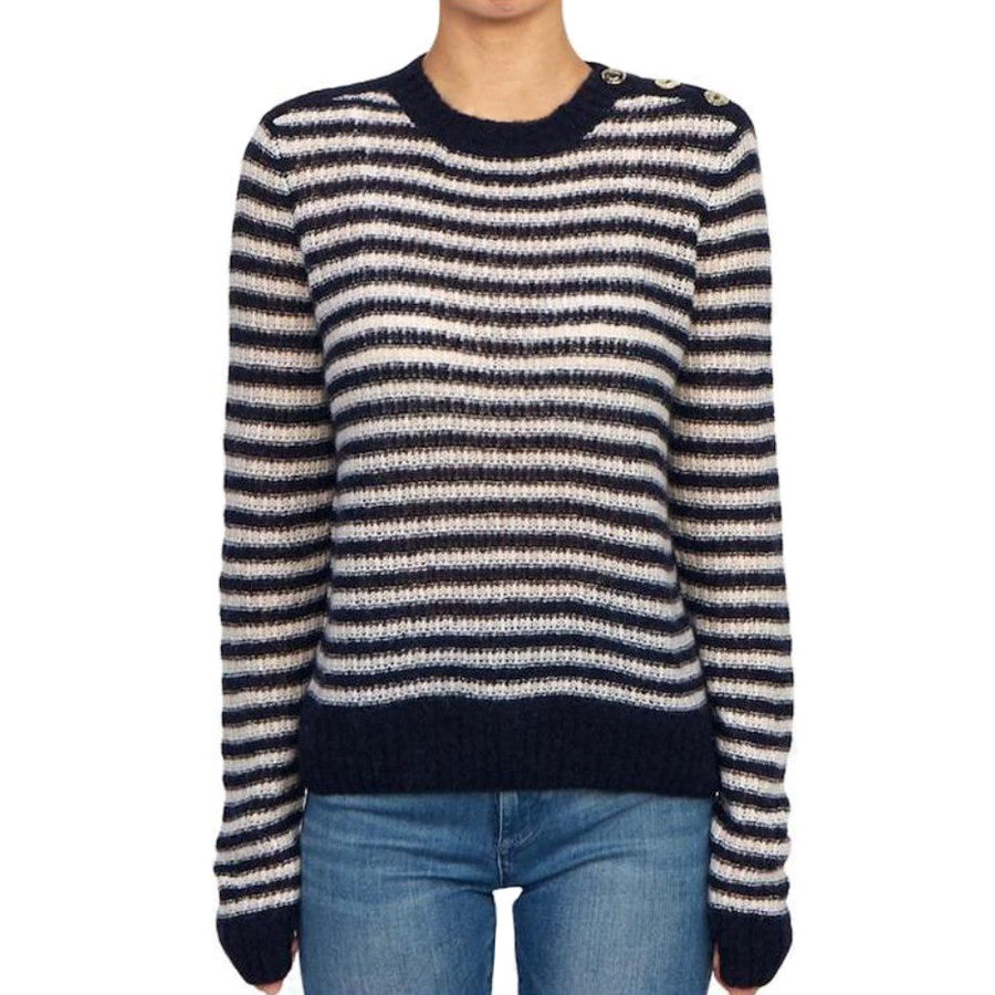 Dior Women's Striped Color-Blocked Spring/Fall Crewneck Pullover Long-Sleeve Knit Sweater Ngvp #2342