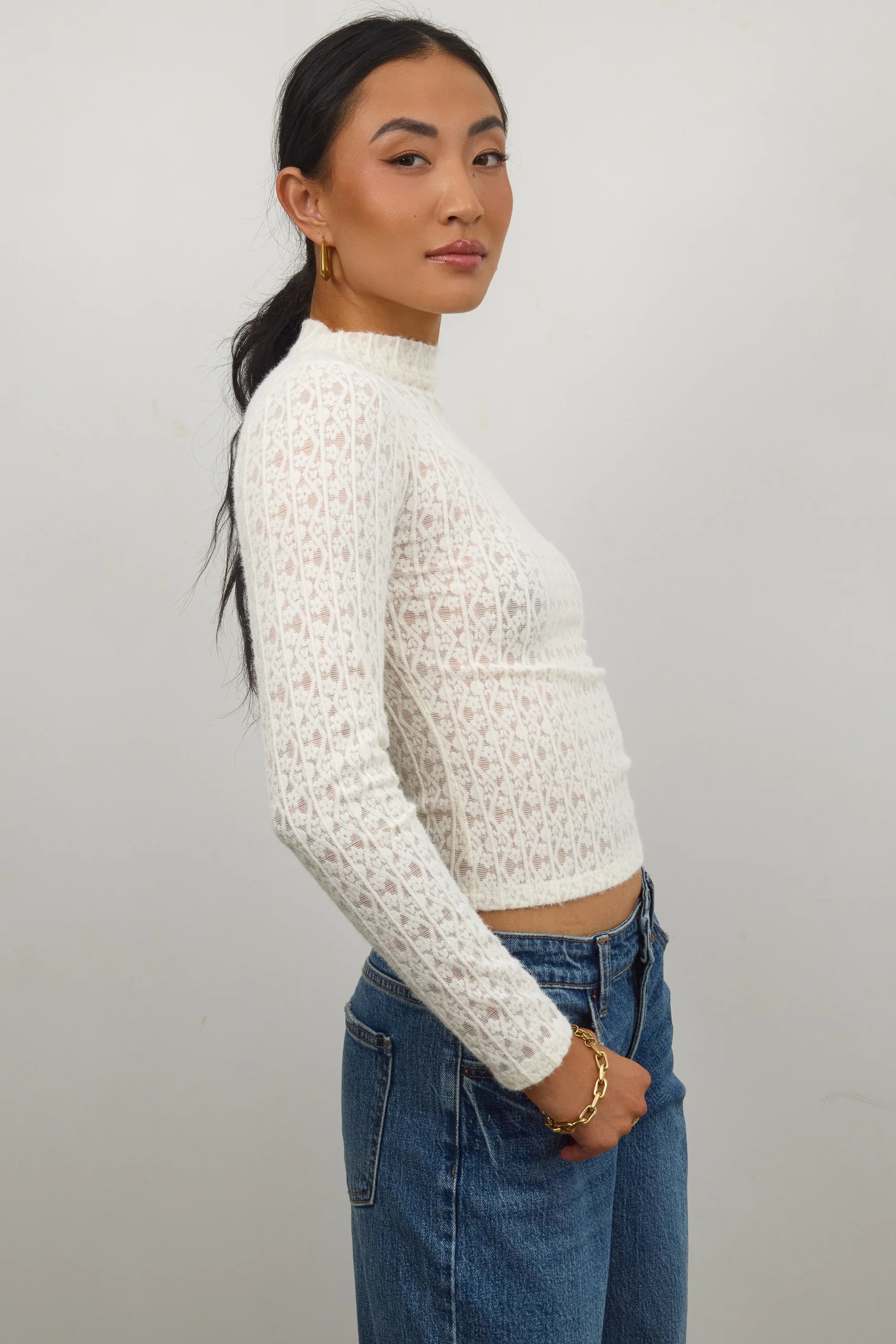 Luna Sheer Top in Ivory
