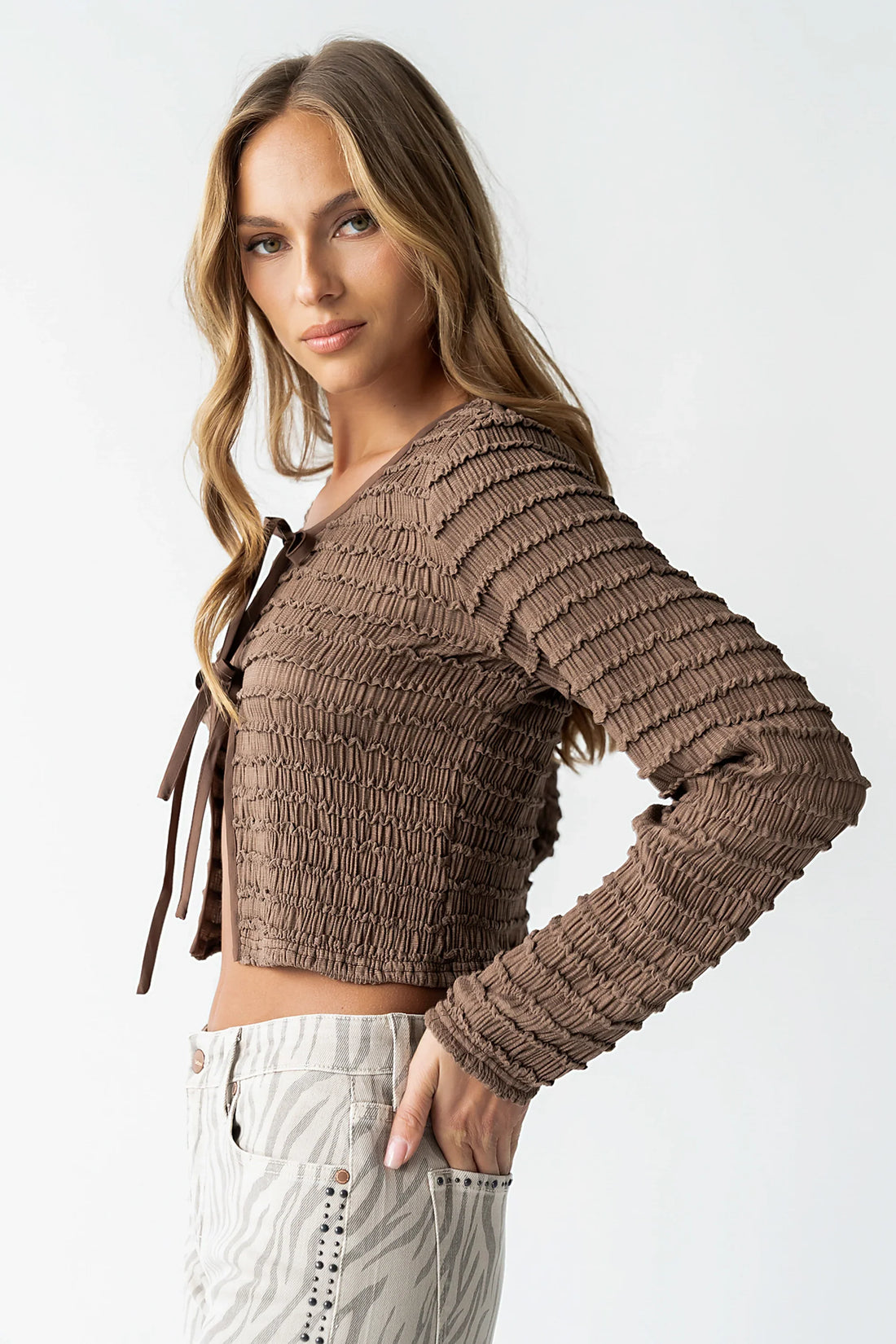 Jordy Textured Top in Brown