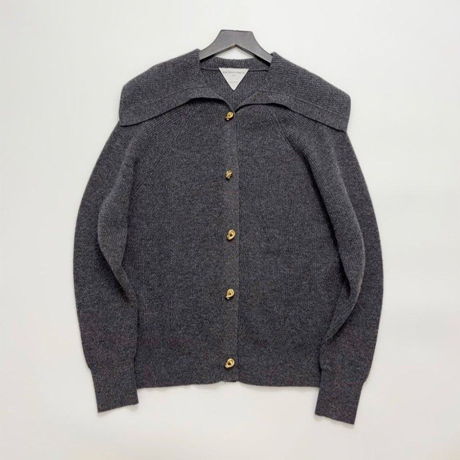 Bottega Veneta Women's Solid-Color Lapel Loose-Fit Long-Sleeved Single-Breasted Cashmere Knit Cardigan Sweater For Spring. Autumn. And Winter Ngvp #2313