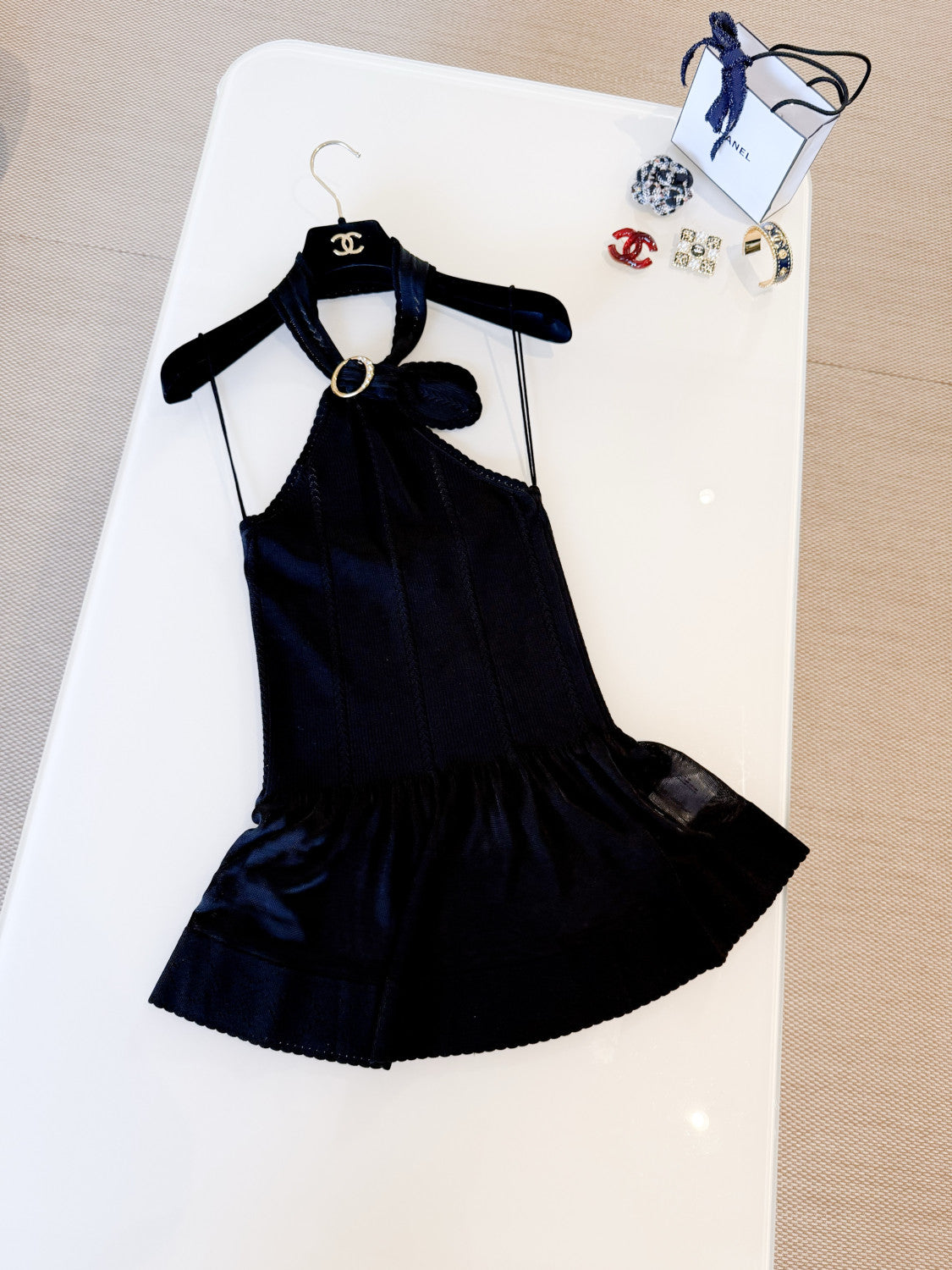 Chanel Top Silk Black White #335459