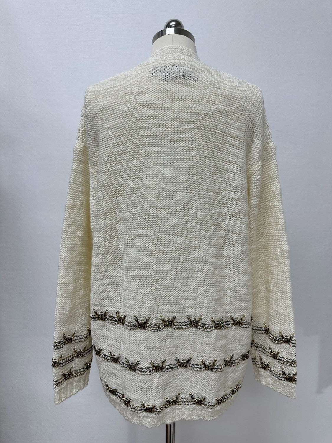 Chanel Women's Spring/Fall Vintage V-Neck Single-Breasted Gold-Thread Knit Wool-Blend Cardigan Ngvp #2562
