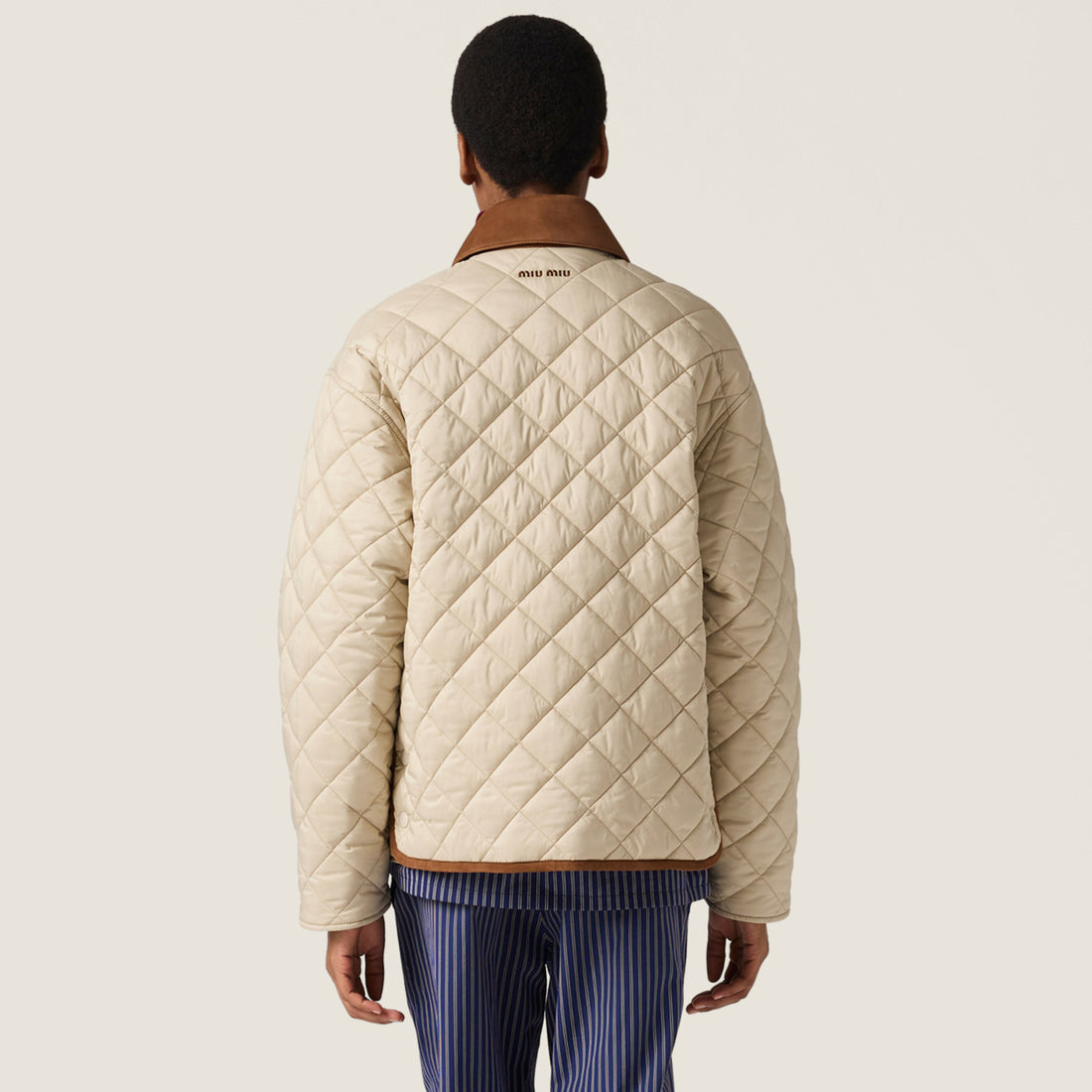 MiuMiu Women's Fall/Winter Fashion Casual Color Block Collared Single Breasted Checkered Oversized Cotton Coat Jacket #79227