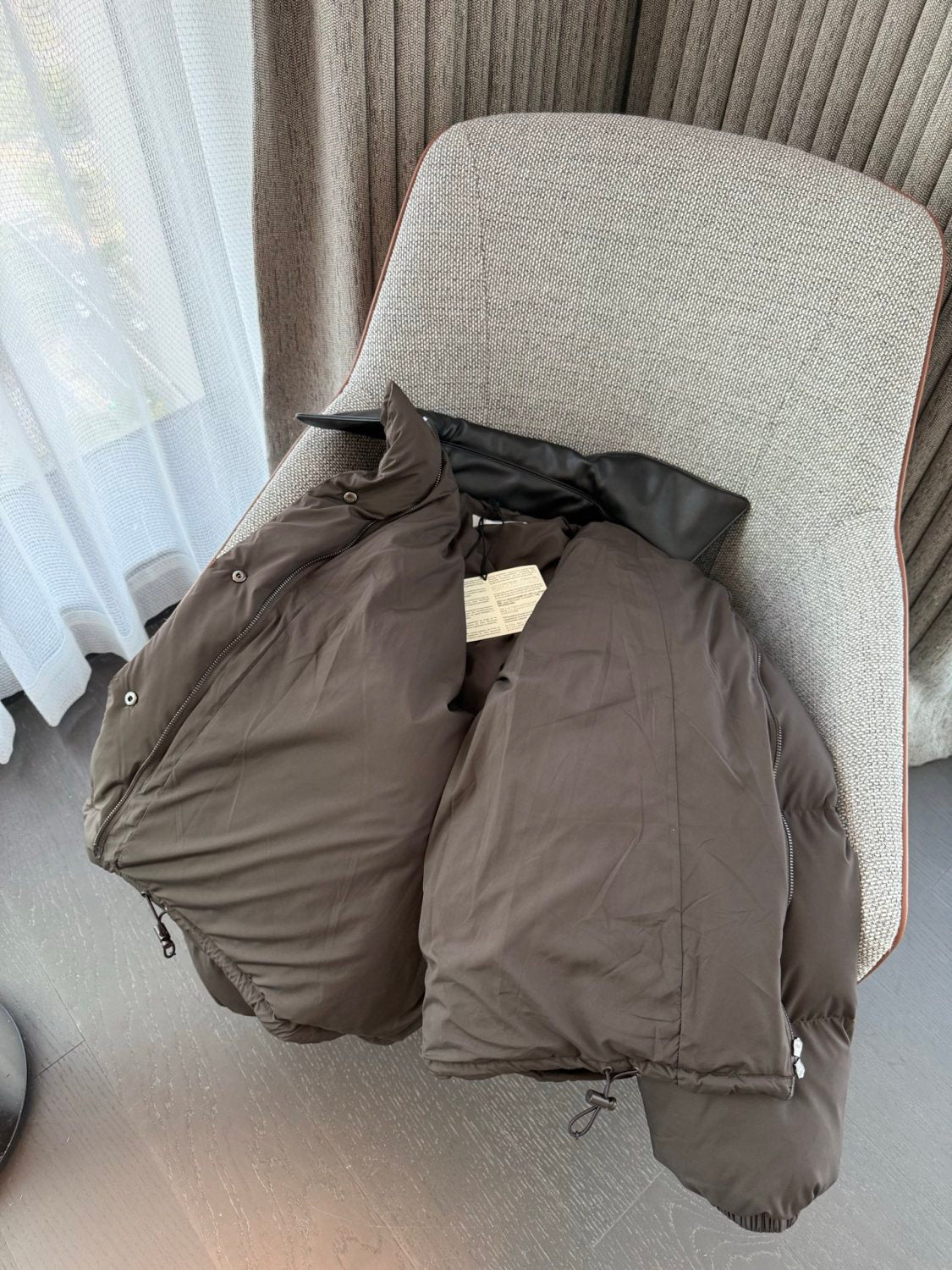 MiuMiu Ebony Technical Pong¨¦ Cropped Down Jacket  #335949
