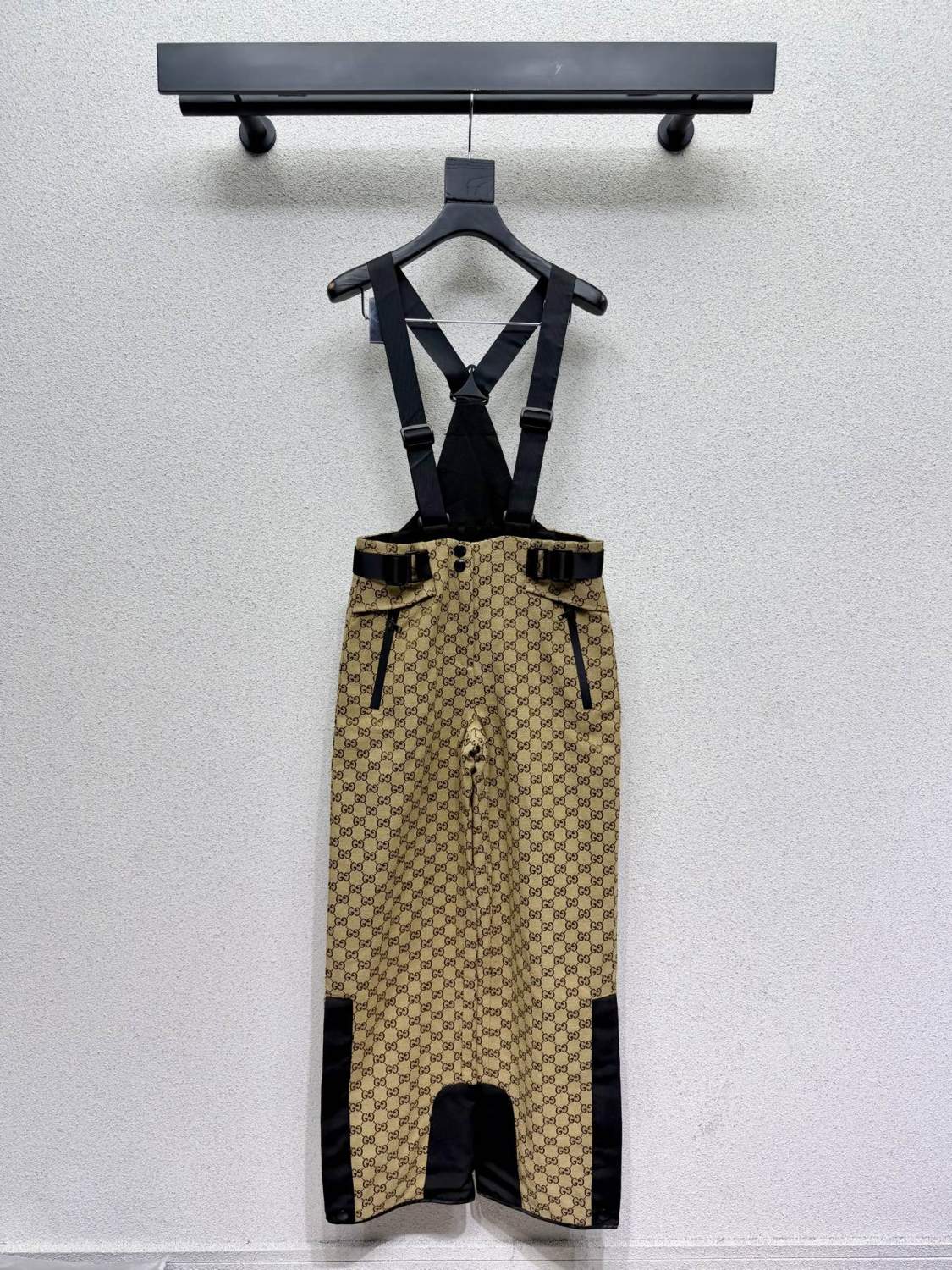 Gucci Women's Classic Jacquard Khaki Overalls Trousers Beige and Dark Brown Gucci Altitude GG Jersey Jacquard Trousers #332468