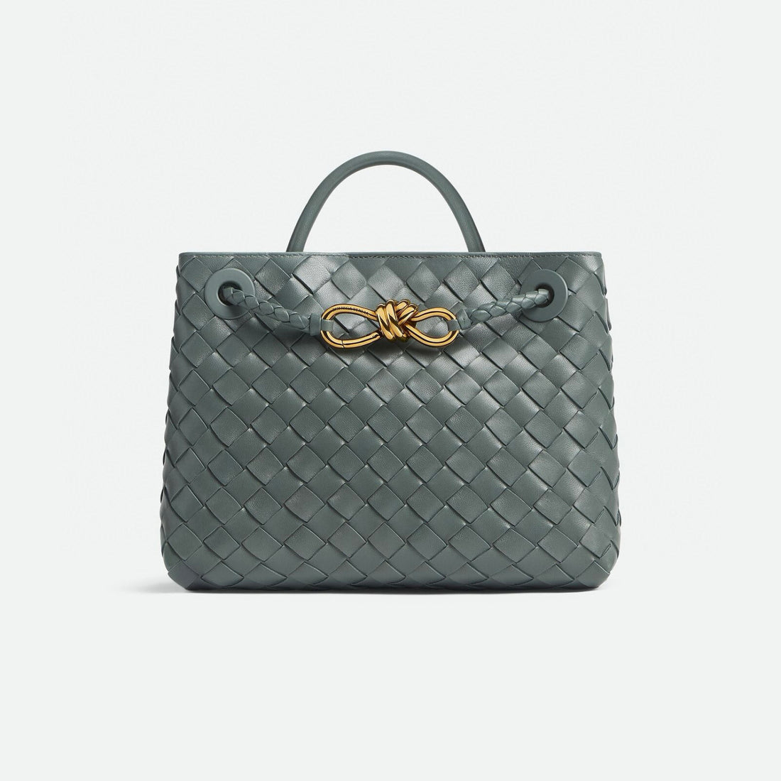 Bottega Veneta Andiamo Women's Fashion Classic Solid-Color Knitted Magnetic Snap Closure Leather Small Shoulder Bag Tote Bag Bags 766014VCPP12273 #79111