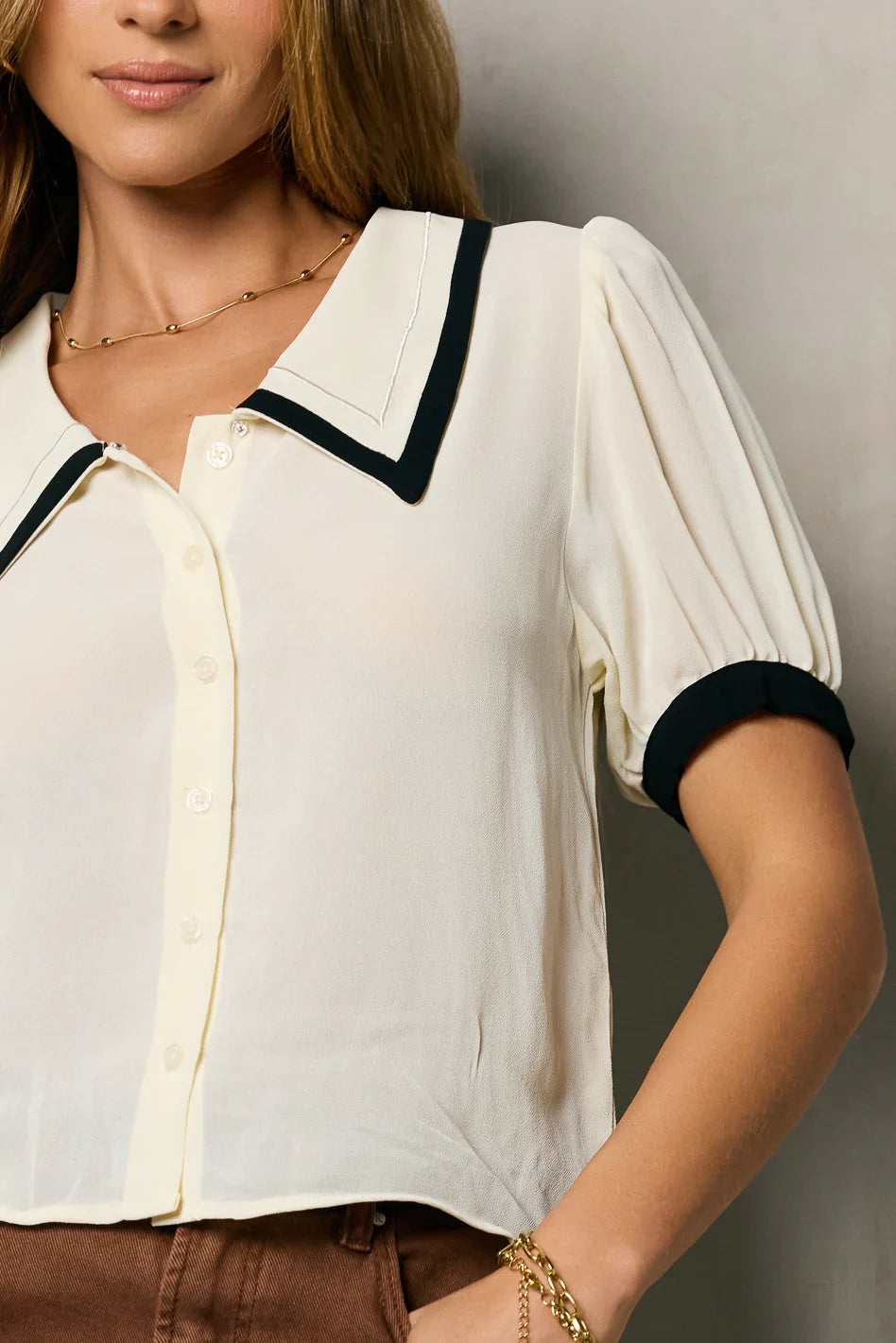 Allison Contrast Button Up