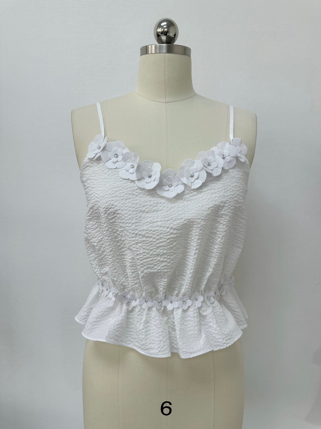Chanel Top Embroidered Cotton White #375690