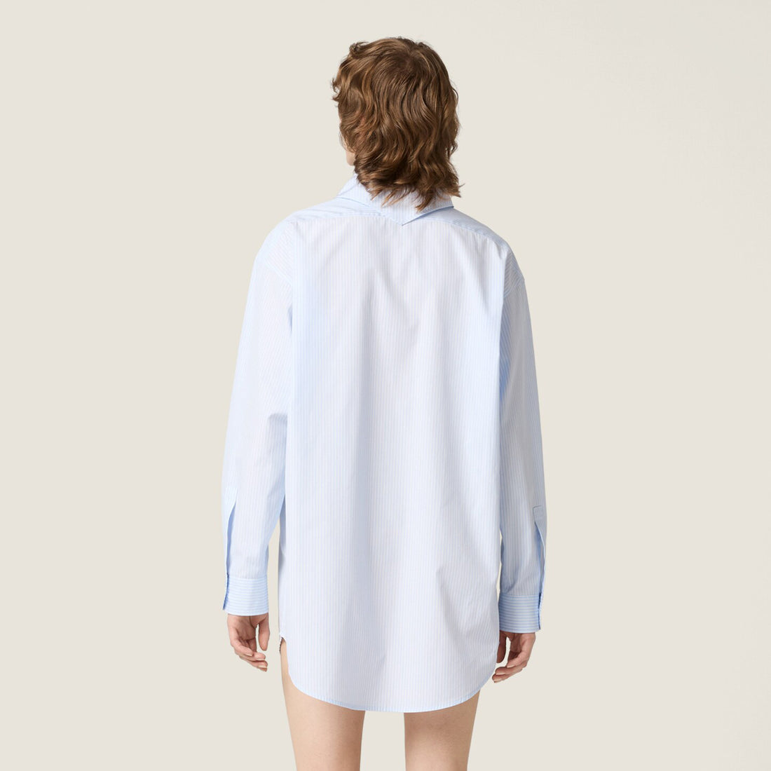 MiuMiu Women's Spring/summer Fashion Casual Scarf Striped Logo Embroidered Cotton Long Wide Cut Shirt #78398
