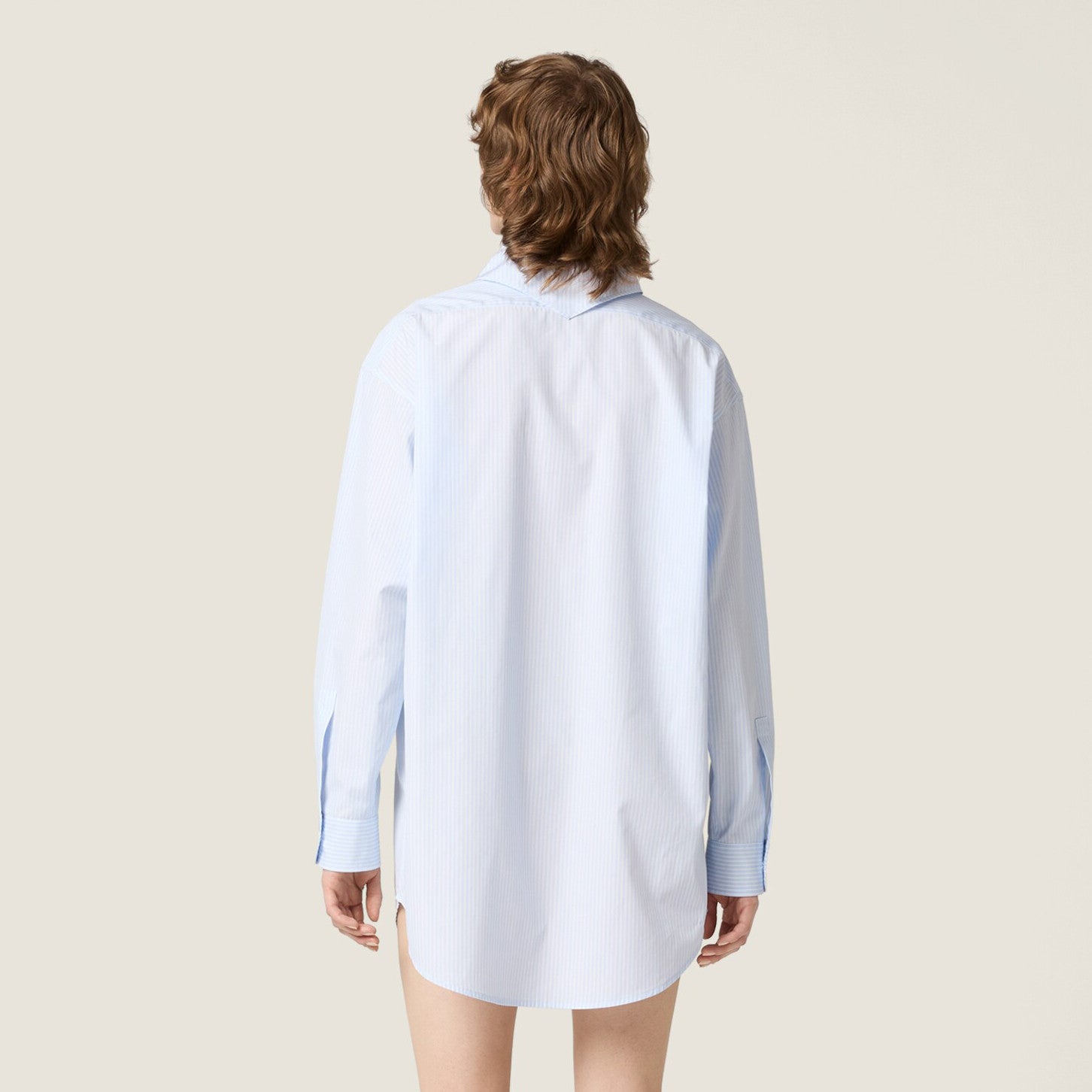 MiuMiu Women's Spring/summer Fashion Casual Scarf Striped Logo Embroidered Cotton Long Wide Cut Shirt #78398
