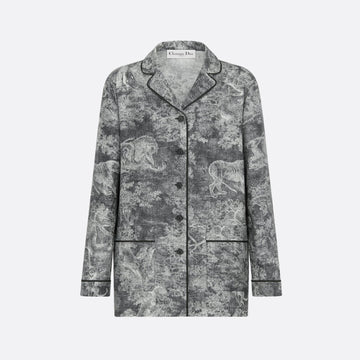 Dior Women's Spring/Summer/Fall Dioriviera Printed Loose Collar Long Sleeve Shirt Silk Elastic Waist Casual Straight Leg Pants Homewear Ngvp #2269