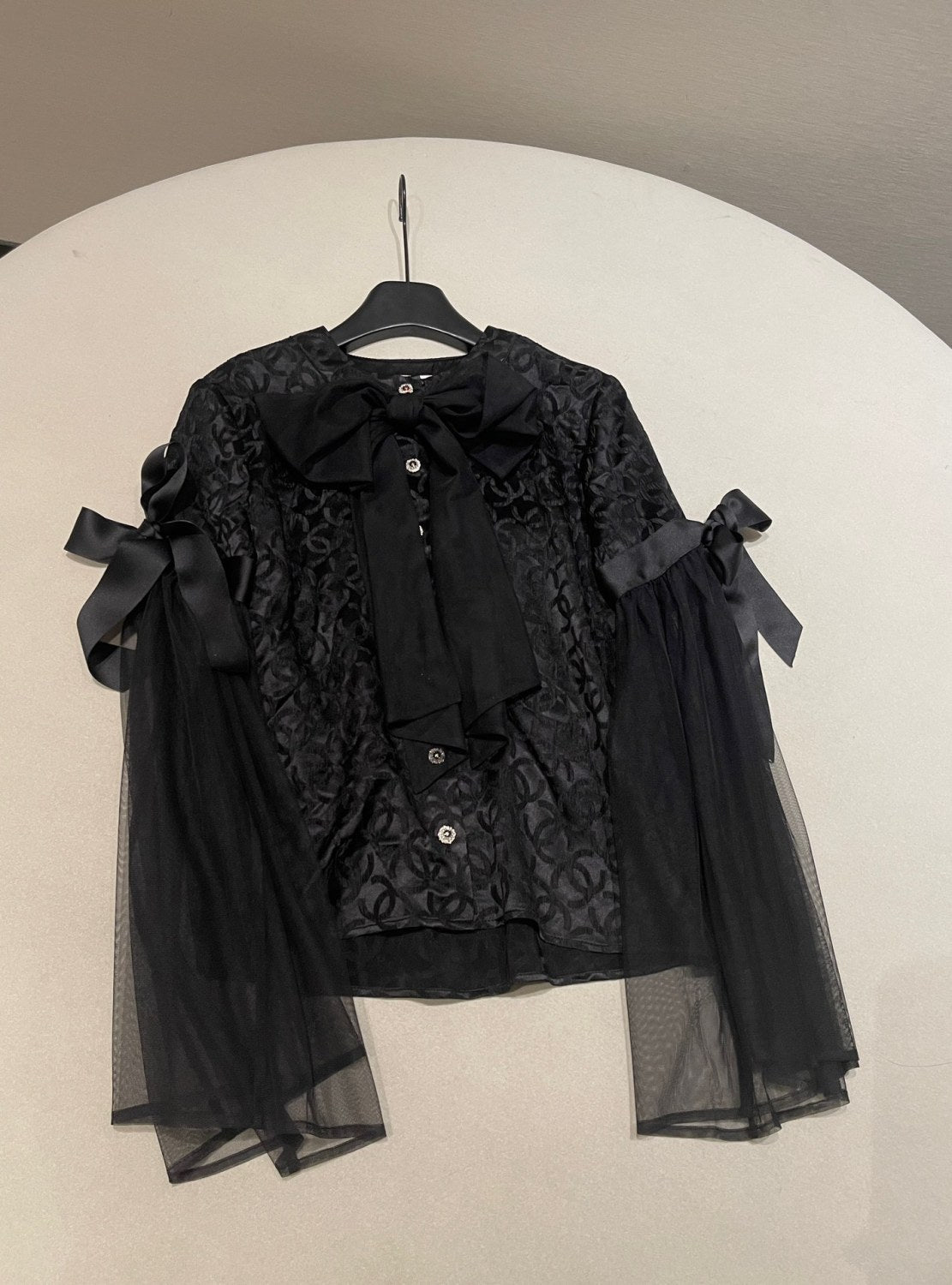 Chanel Long Sleeved Blouse Silk Crepe Jacquard #333994