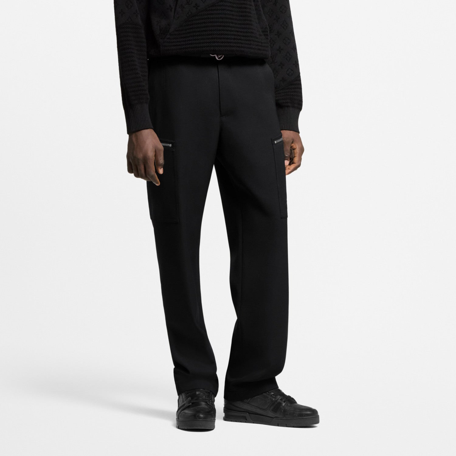Louis Vuitton Men's Fashion Classic Solid Color Sheepskin Wool Embroidered Work Pants #78828