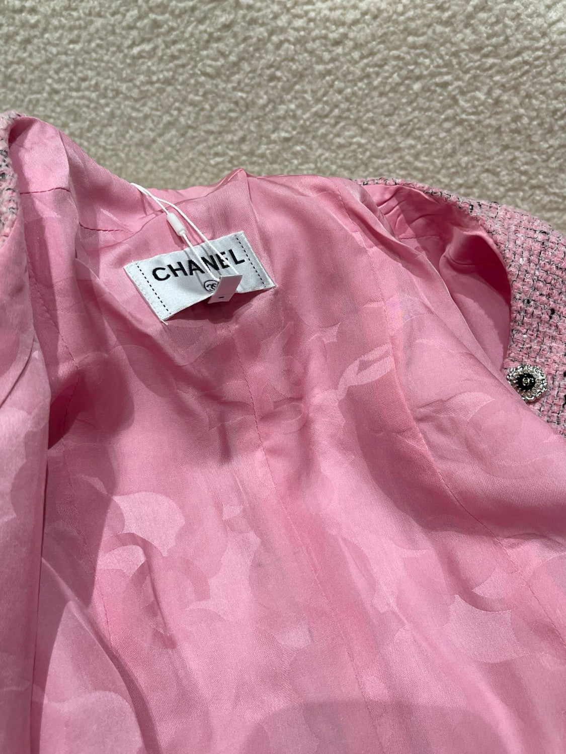 Chanel Short-sleeved Top Shorts Tweed Pink Black White#335416