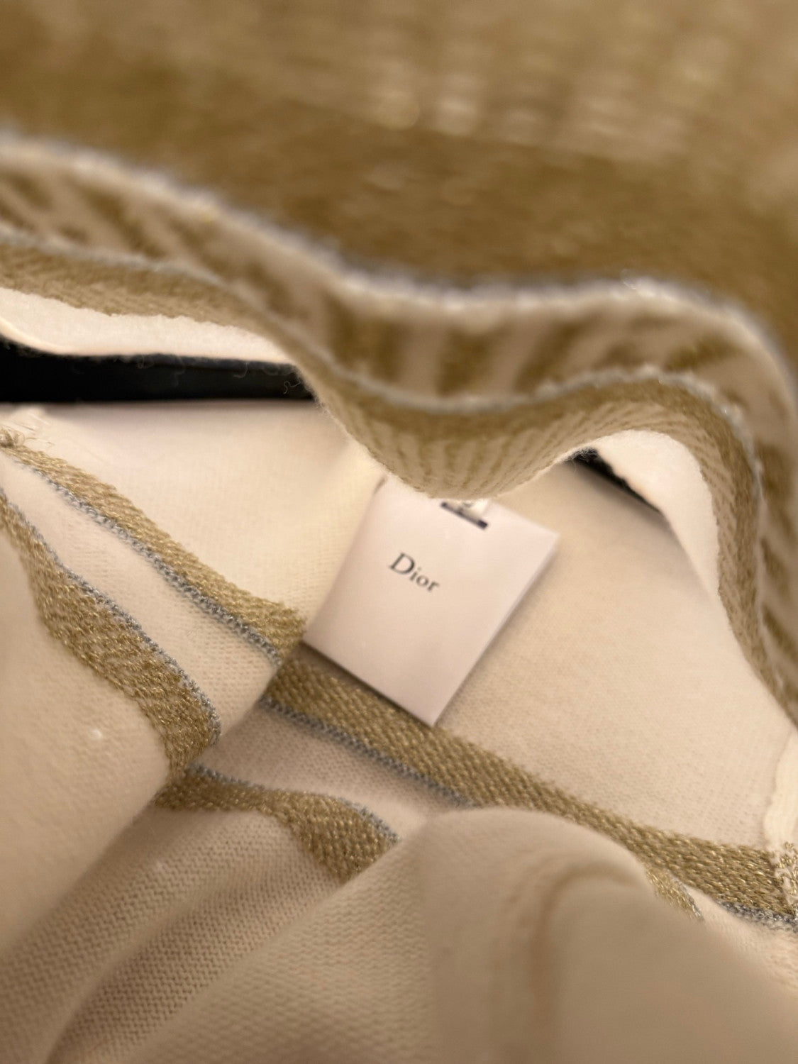DIOR DiorAlps Mock Neck Sweater Ecru Virgin Wool Cashmere Blend Knit with Gold Tone Dior Star Motif #375804
