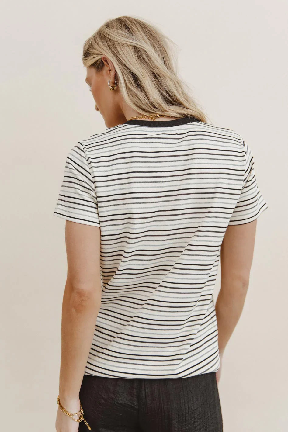 Christopher Striped Tee in Black