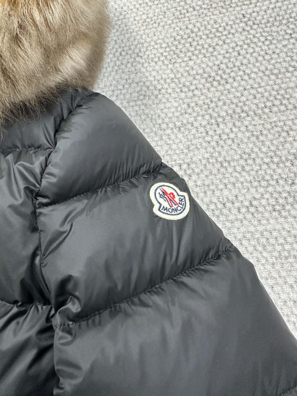 Moncler Black Beige Boed Hooded Shearling Trimmed Short Down Jacket Short Down Jackets #293421