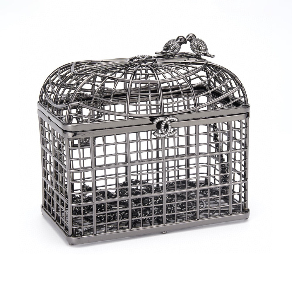 Chanel Women's Fashion Classic Metal and Rhinestone Birdcage-Shaped Rigid Evening Clutch Bag Bags #78572