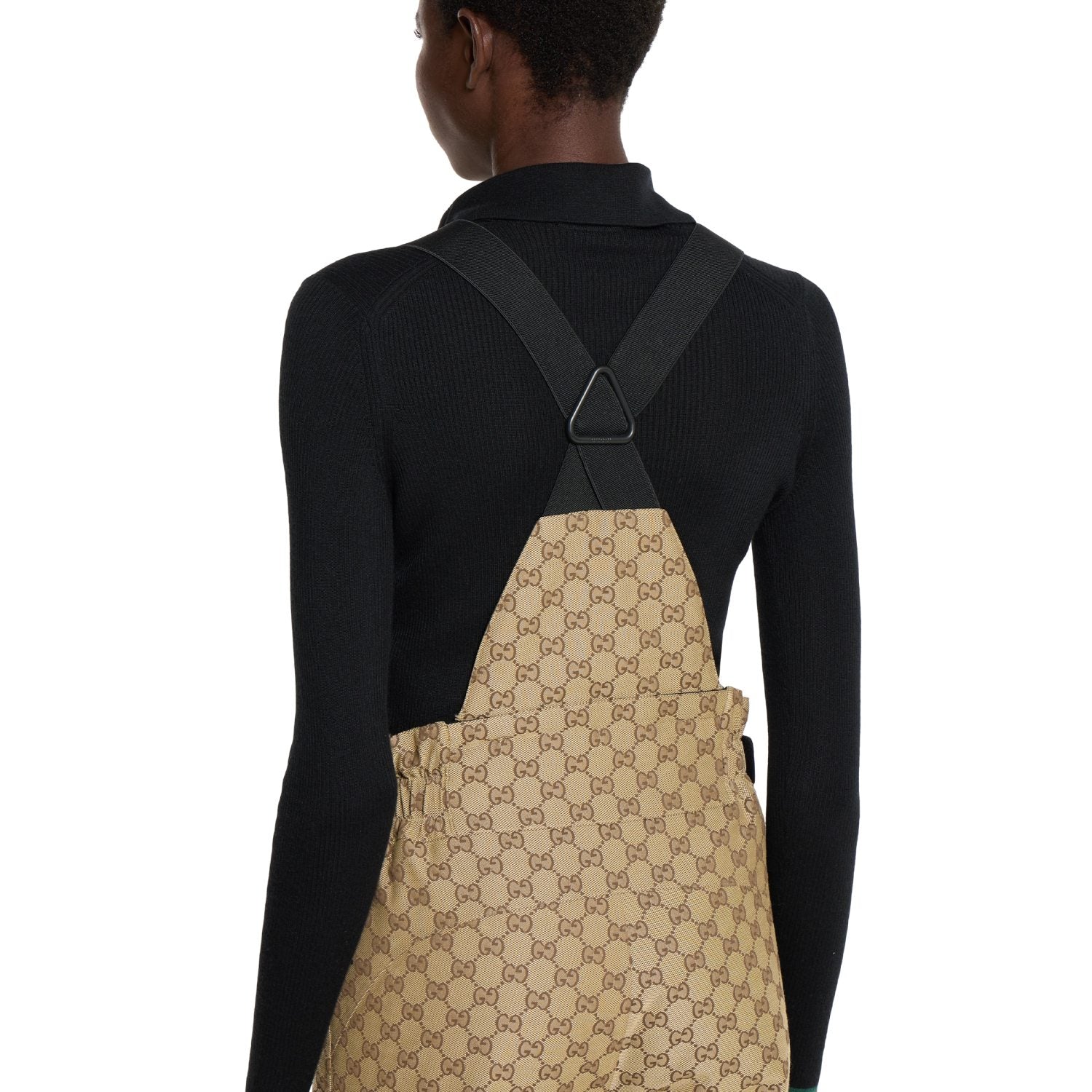 Gucci Women's Classic Jacquard Khaki Overalls Trousers Beige and Dark Brown Gucci Altitude GG Jersey Jacquard Trousers #332468