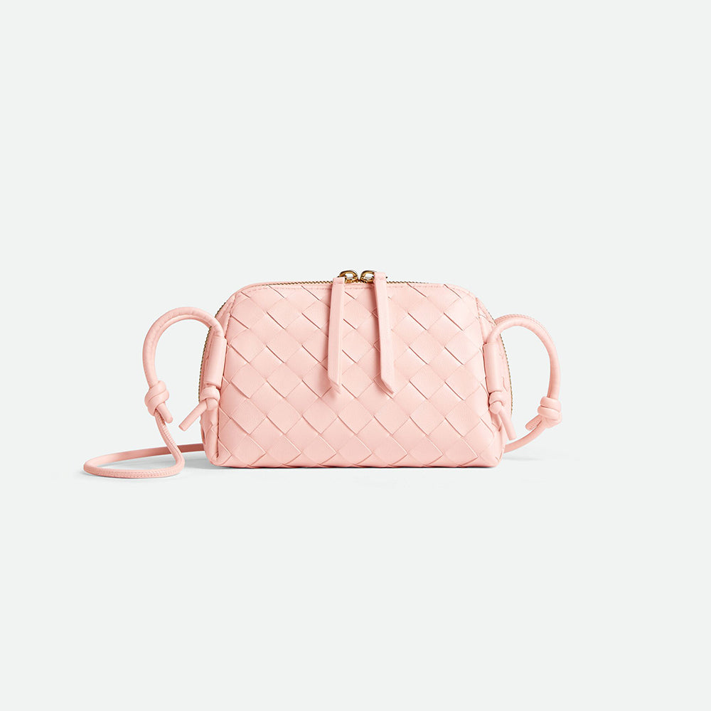 Bottega Veneta Women's Concert Intrecciato Weave Adjustable Tubular Shoulder Strap Sliding Knotted Sheepskin Clutch #332754