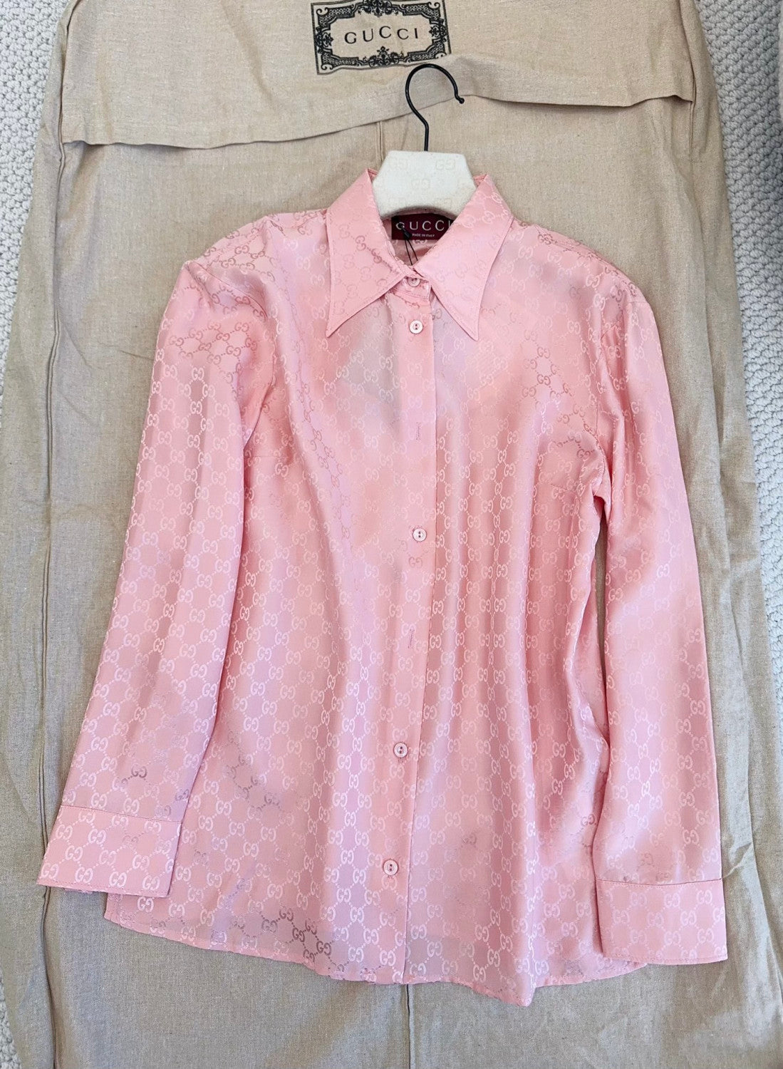 Gucci GG Silk Jacquard Shirt Pink #333632