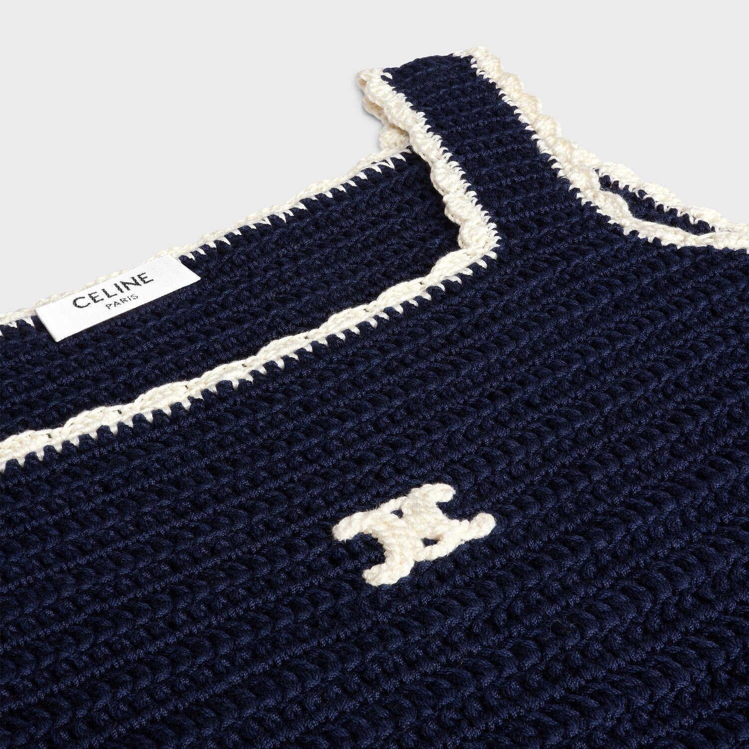 Celine Women's Summer Fashion Casual Solid Color Square Neckline Patch Pocket Sleeveless Logo Handmade Crochet Mini Dress #79292