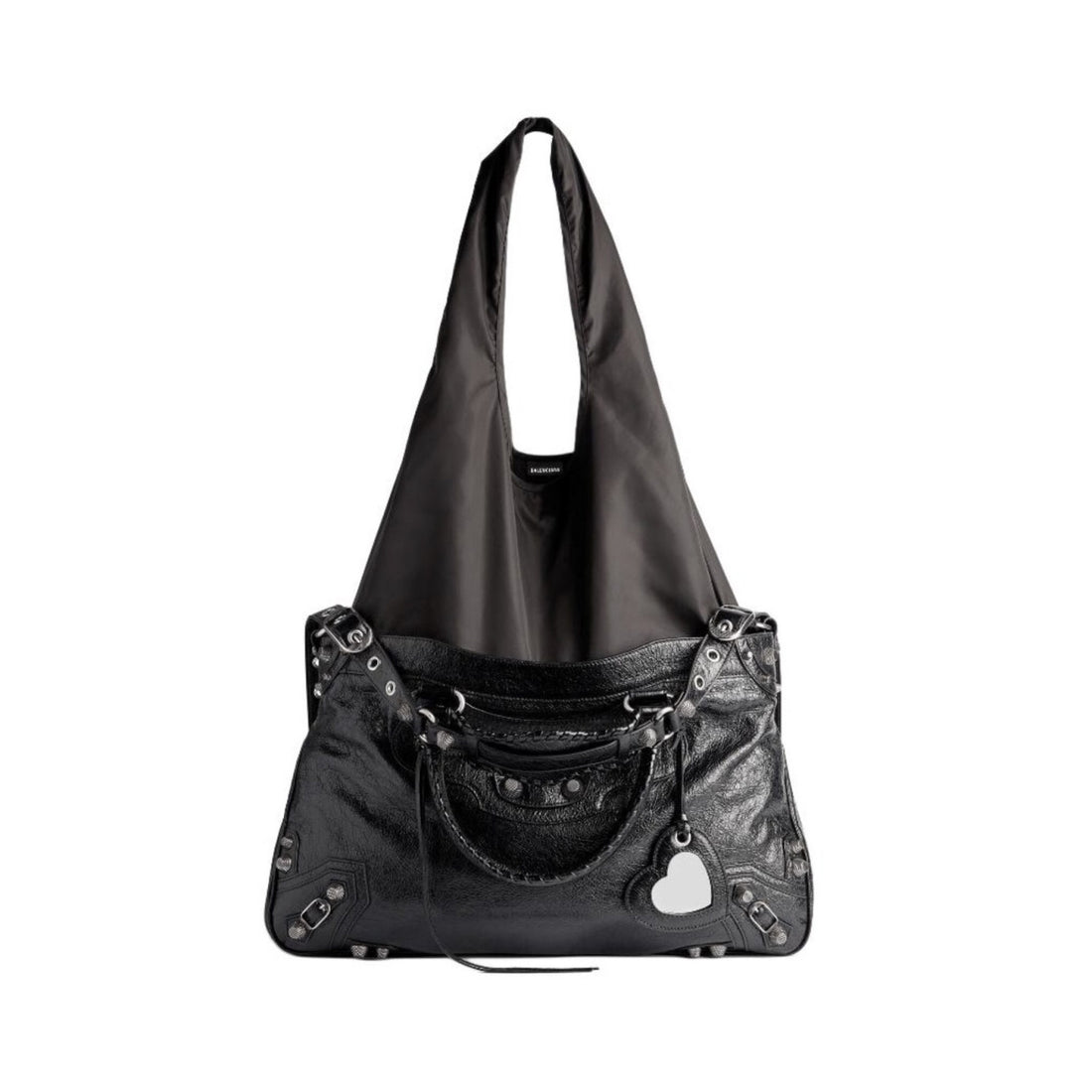 Balenciaga Women's Solid Color Detachable Adjustable Shoulder Strap Doing Old Silver Accessories Lambskin Spell Nylon Shopping Bag Tote Bags #75523