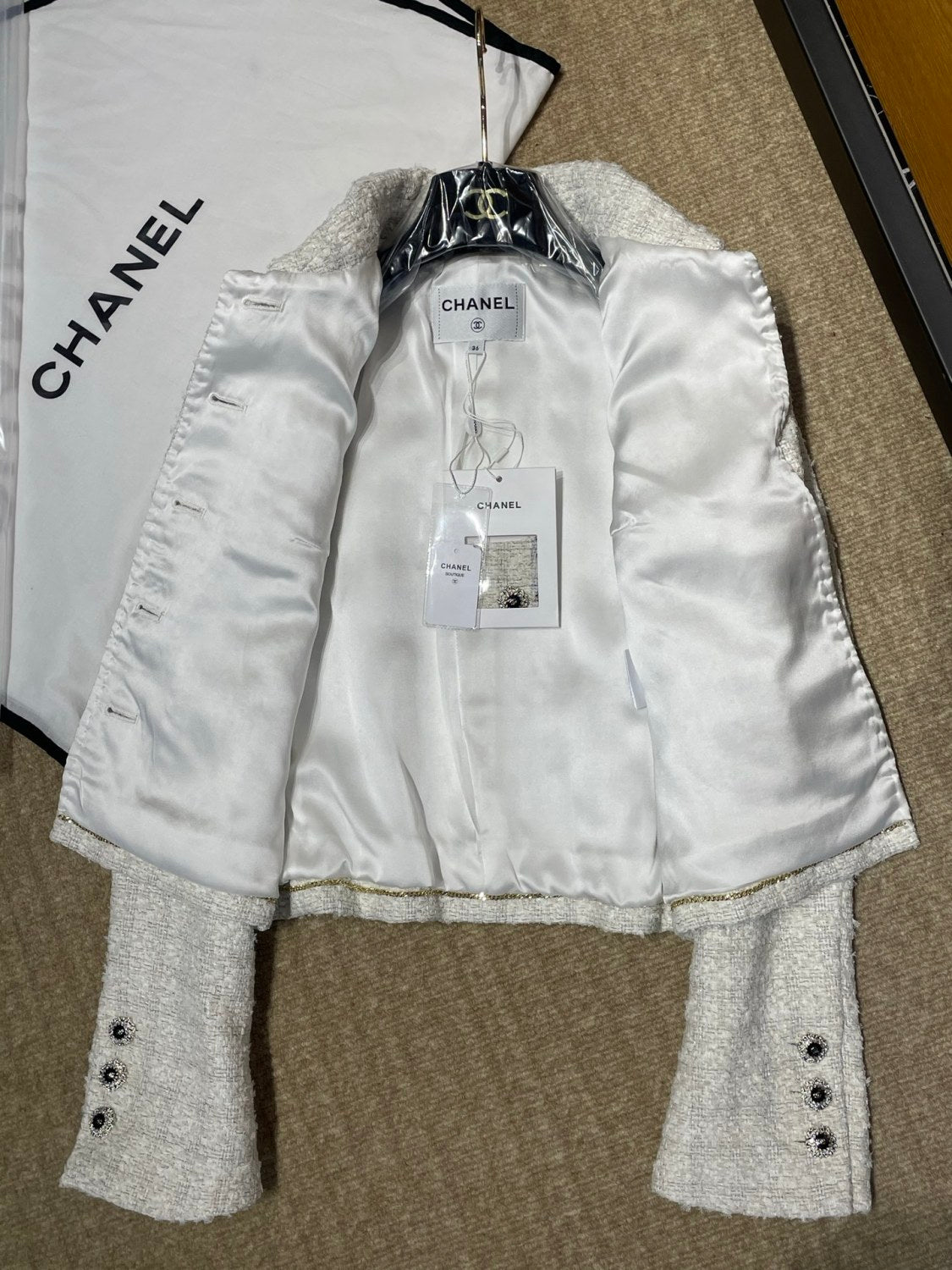 Chanel 25K Fall/Winter Tweed Long-sleeve Single breasted Jacket #333463