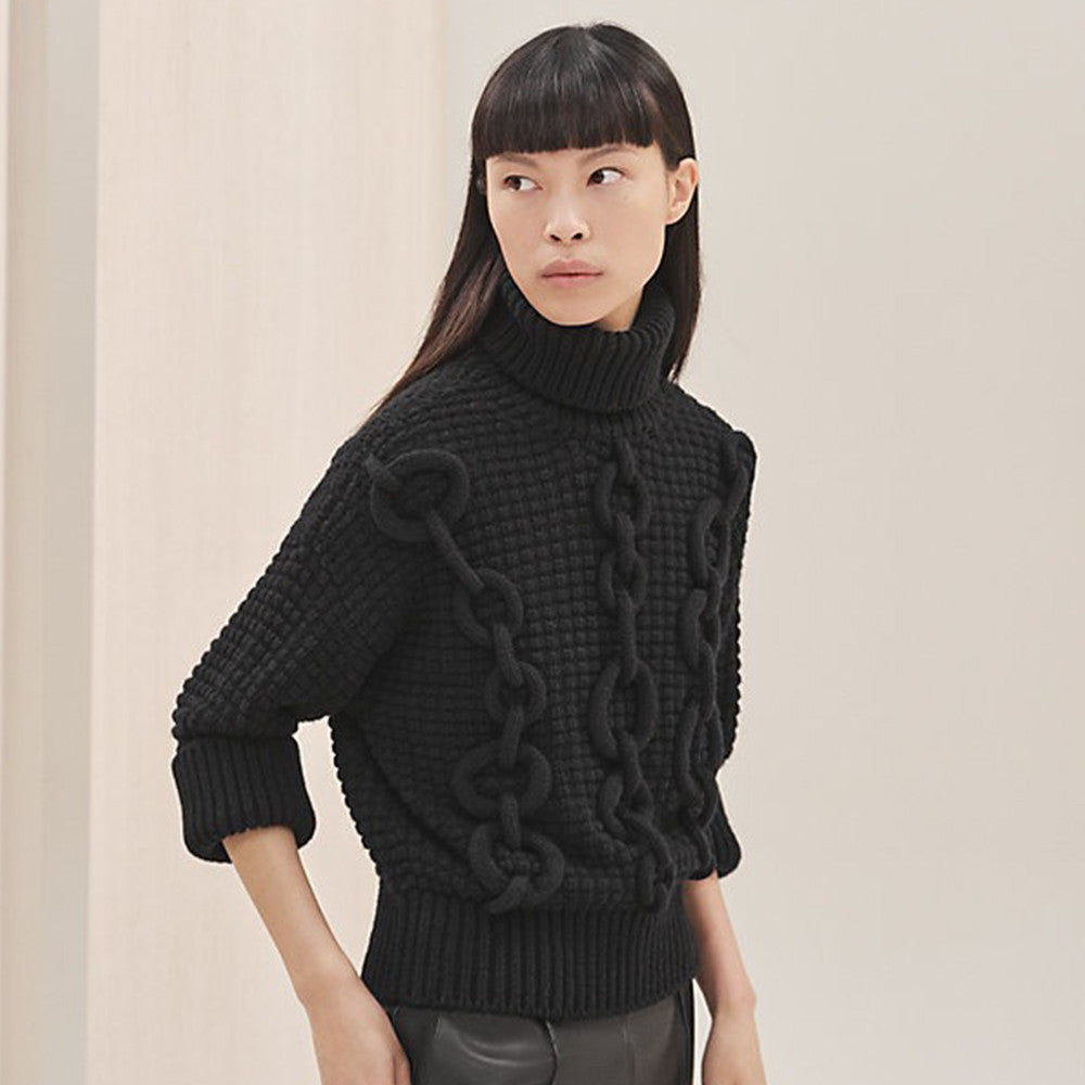 Herm¨¨s Women's 3D Embellished Knitted Turtleneck Sweater #328888