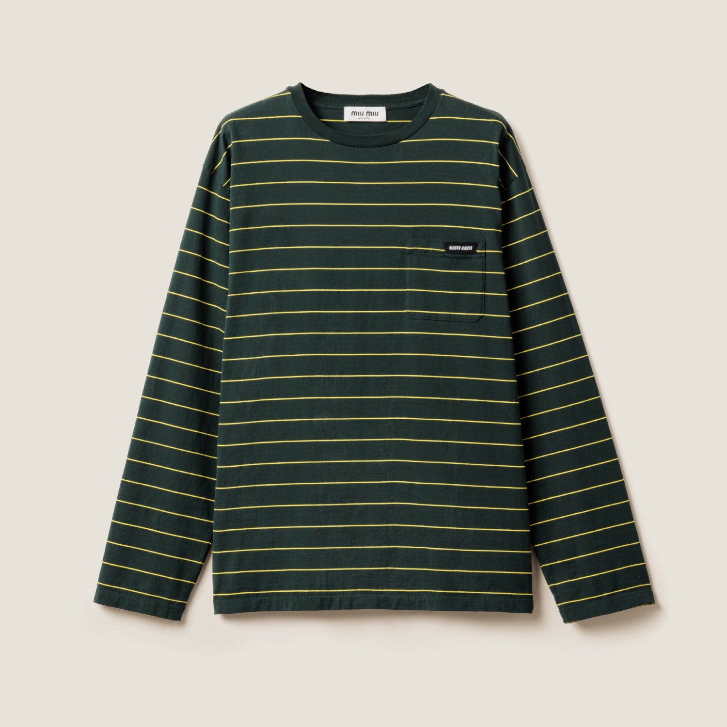 MiuMiu Women's Spring/Autumn Fashion Casual Cotton Plain Weave Knitted Striped Drop Shoulder Sleeve Round Neck Long Sleeve T-Shirt Top #78299