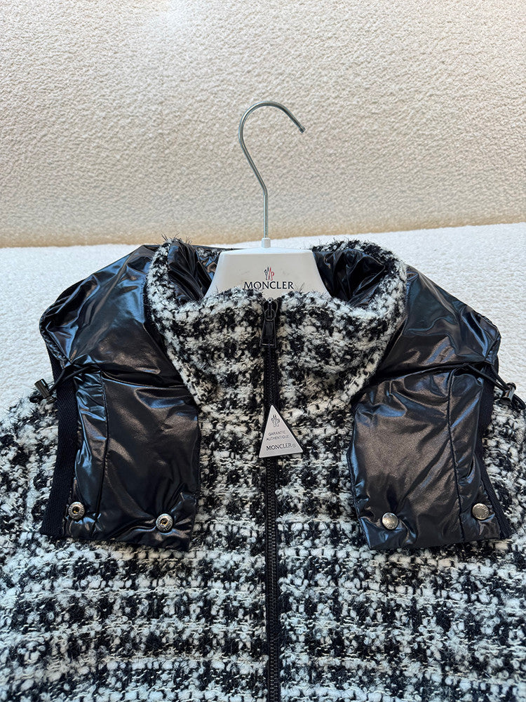 Moncler Andronne Tweed Hooded Short Down Jacket #336204
