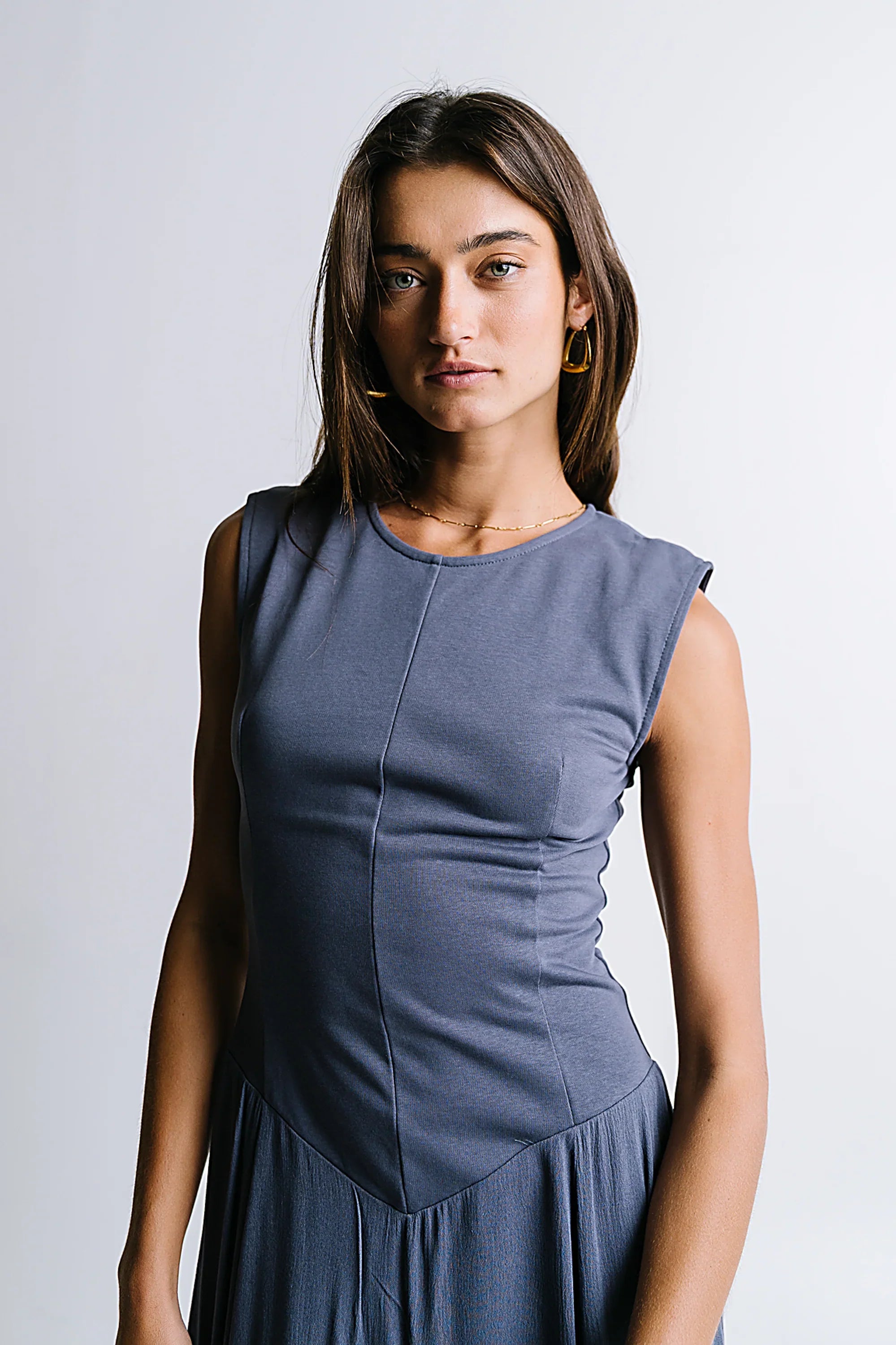 Charles Maxi Dress in Slate Blue