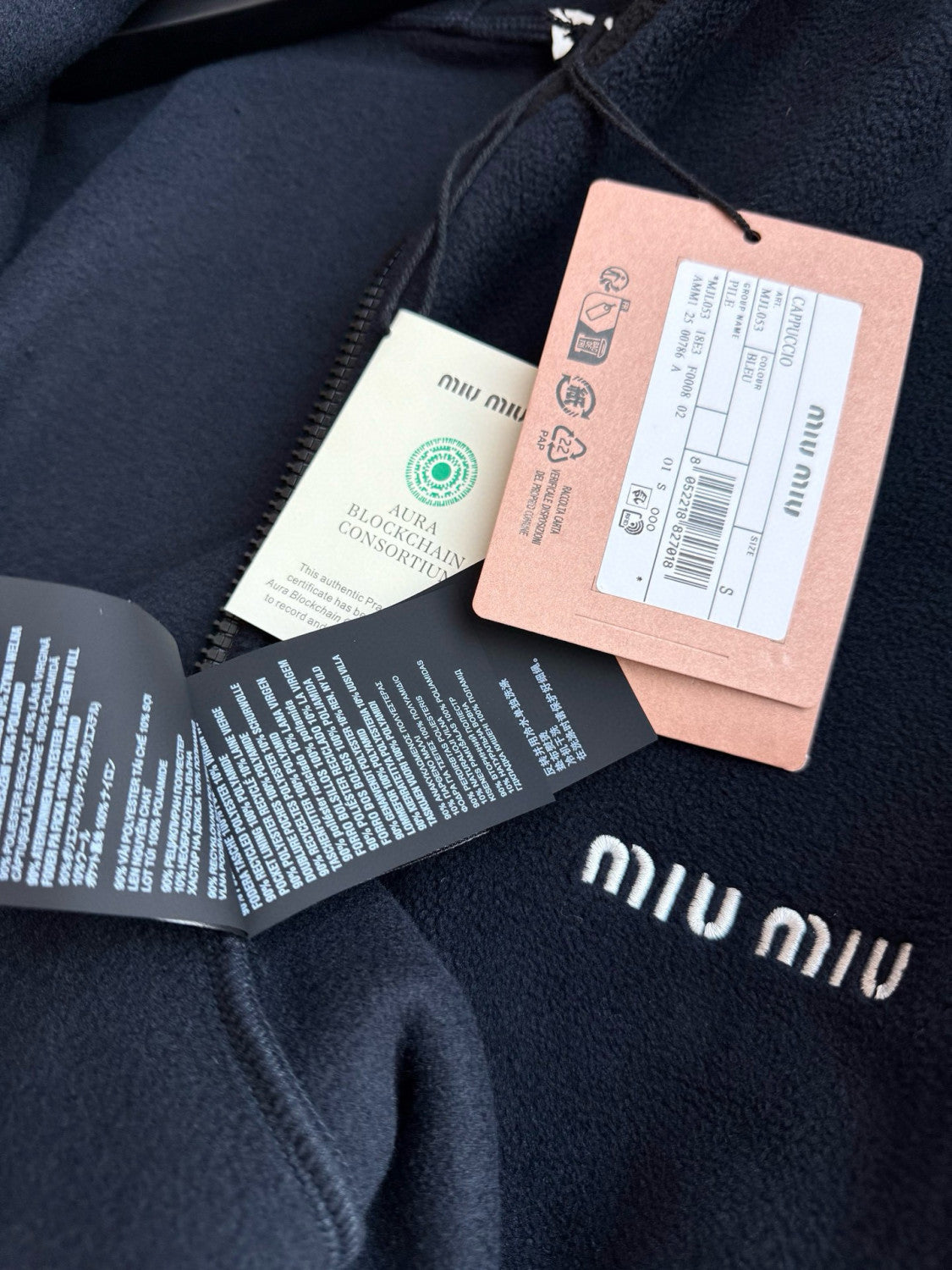 MiuMiu Women's Logo Embroidered Zipper Half-High Neck Solid Fleece Jacket Spring/Fall Long Sleeve Oversized Hooded Sweatshirt #81577