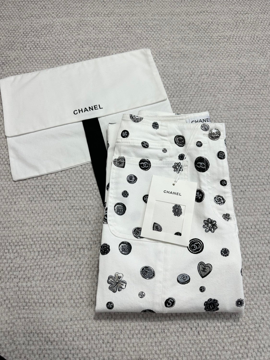 Chanel Women's Spring/Fall Fashion Casual Solid Color Classic Print Long Leg Denim Pants #78936