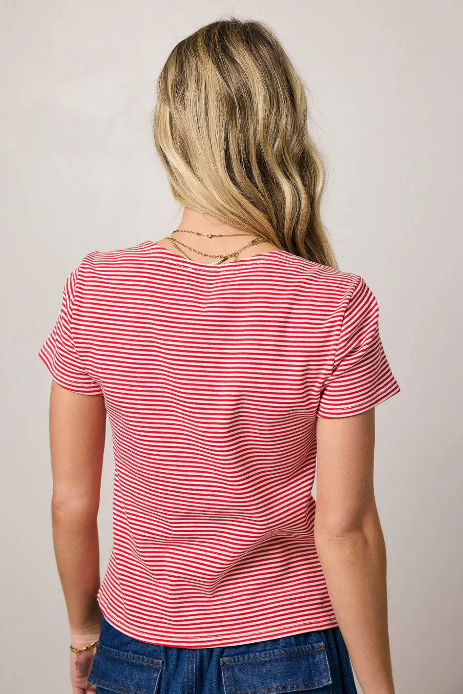 Favor Striped Tee in Red
