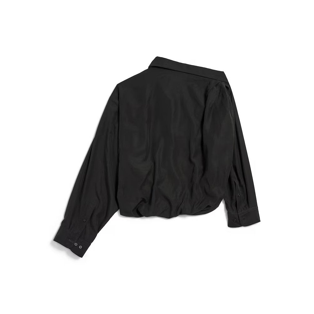 Balenciaga Women's Spring/Fall Fashion Casual Solid Color Lapel Front Button Long Sleeve One Shoulder Shirt #78818