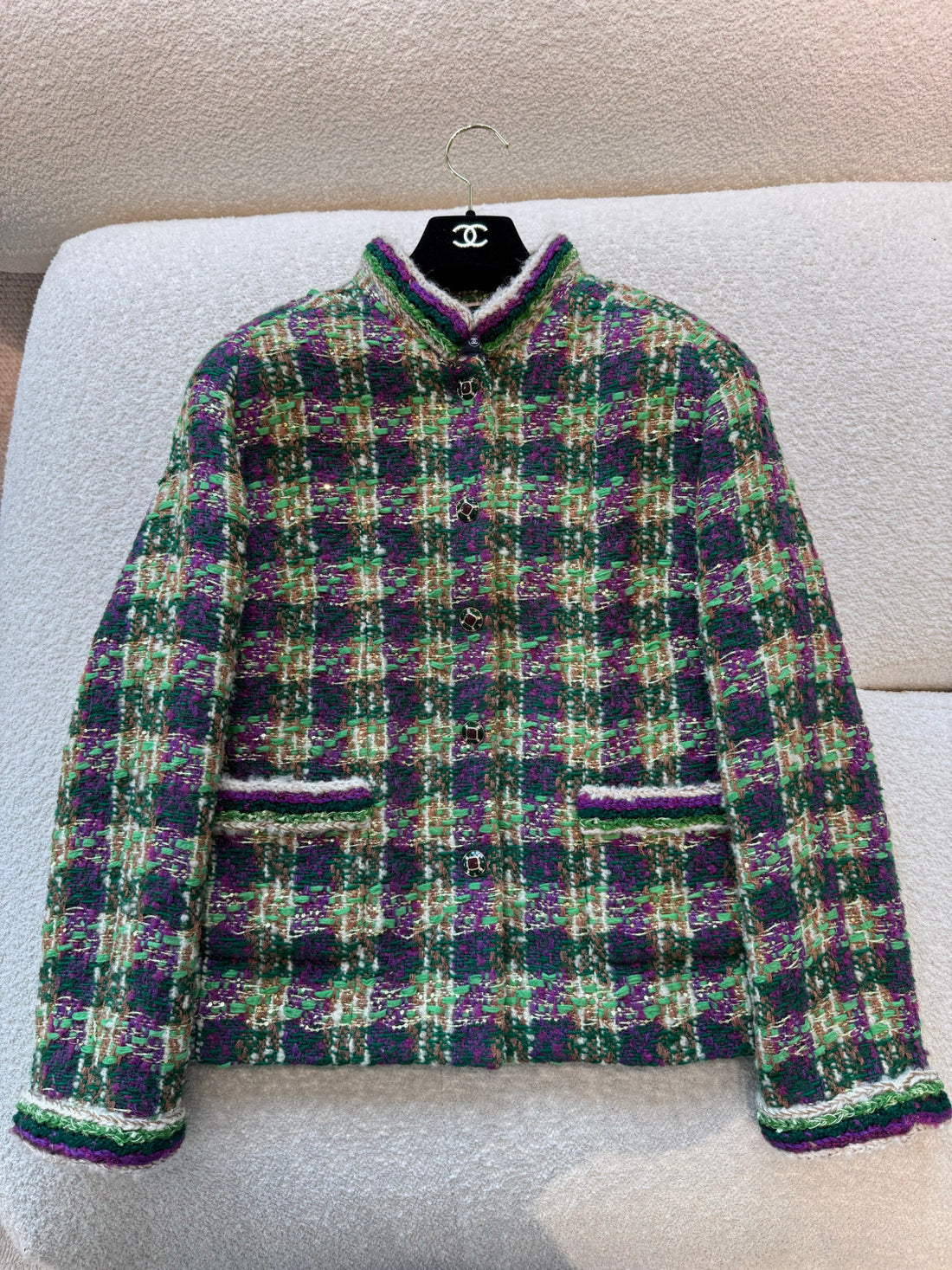 Chanel Vest Tweed Green Purple Ecru #334170