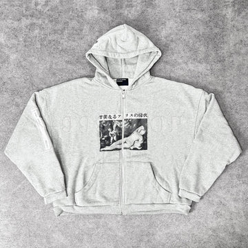 Enfants Riches Deprimes Fall Alice Patch Distressed Zipper Hooded Sweatshirt #333688