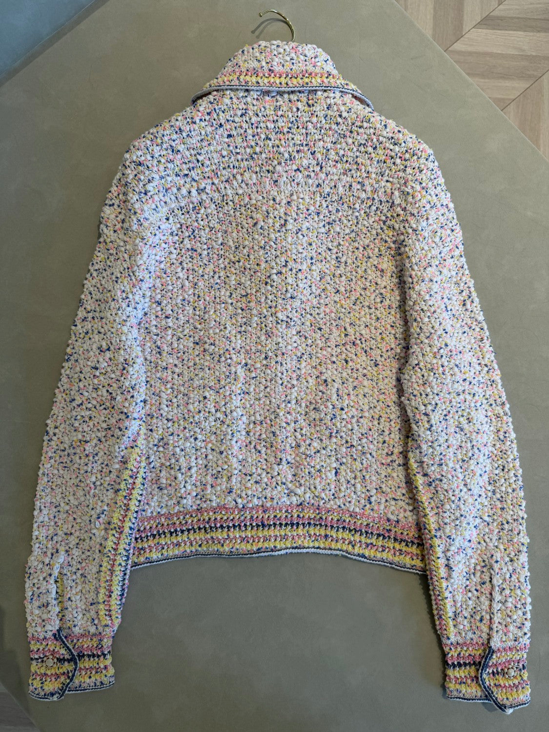Chanel Women's Waist-Defining Single-Breasted Colorful Knit Cotton Long-Sleeve Cardigan Jacket Ngvp #2374