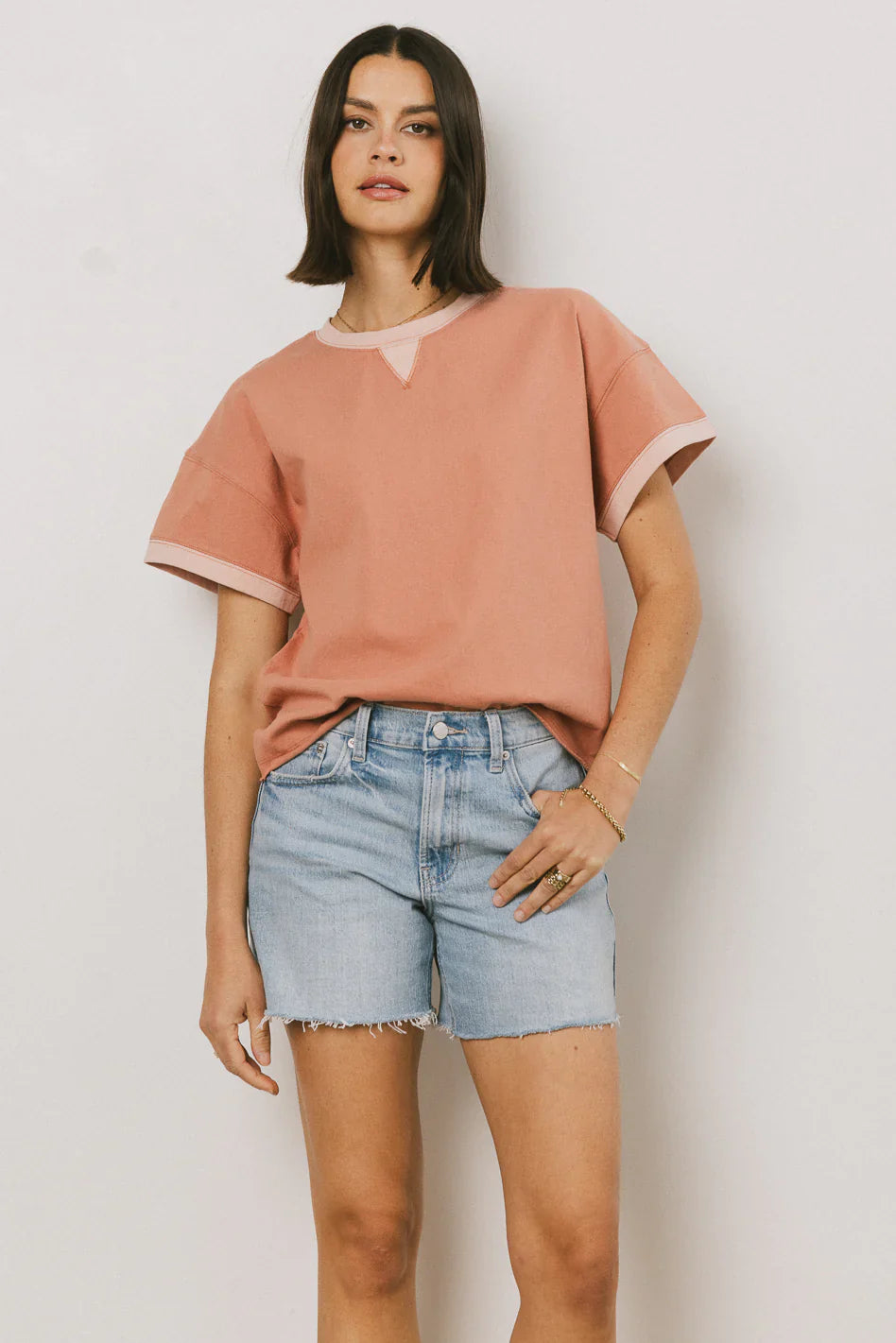 Jace Contrast Tee in Clay