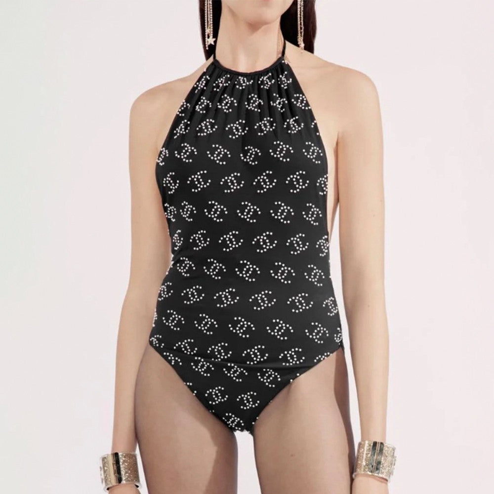 Chane Printed One-Piece Black Swimwear Clothing #375530
