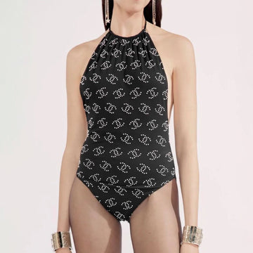 Chane Printed One-Piece Black Swimwear Clothing #375530