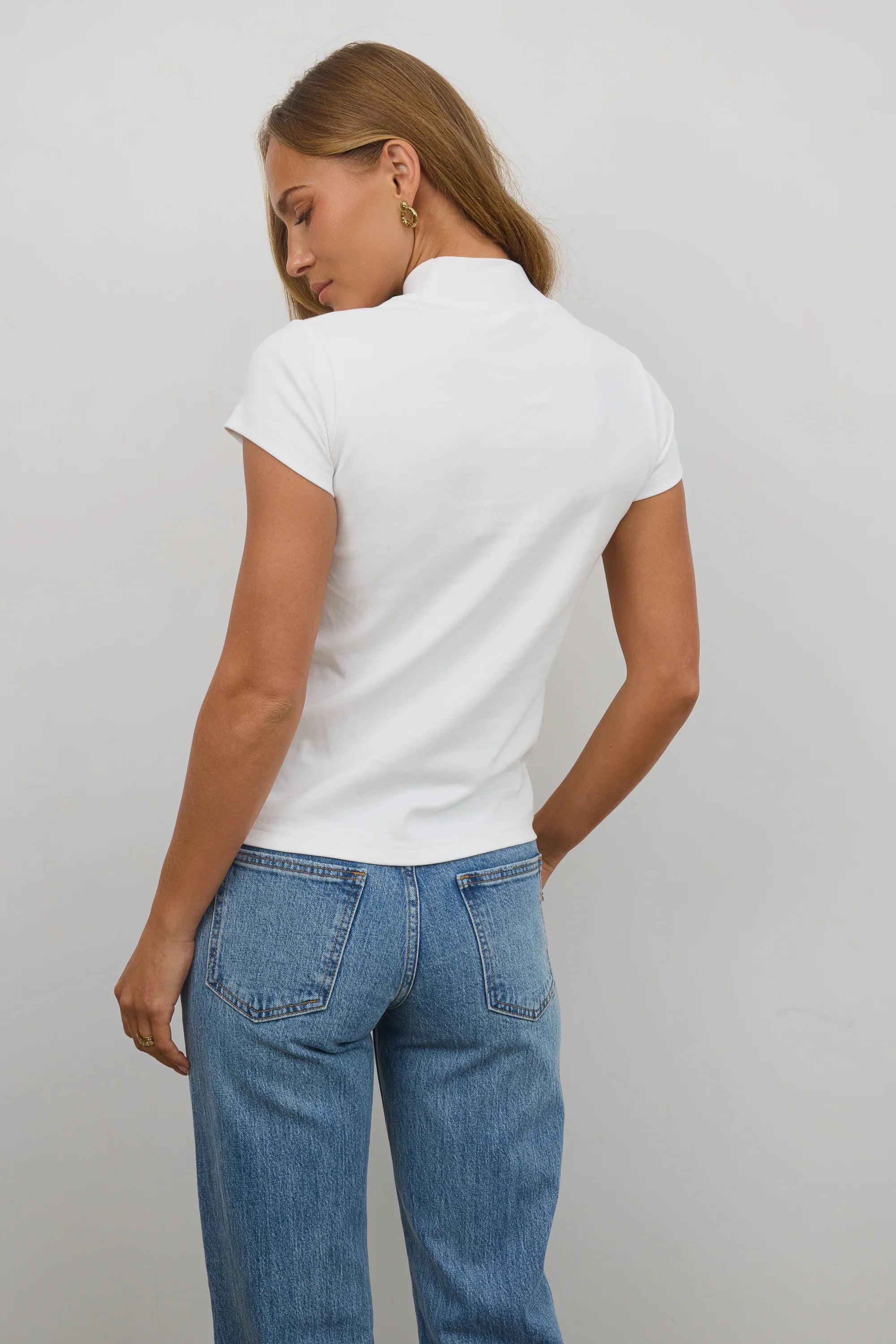 Marley Mock Neck Tee in White