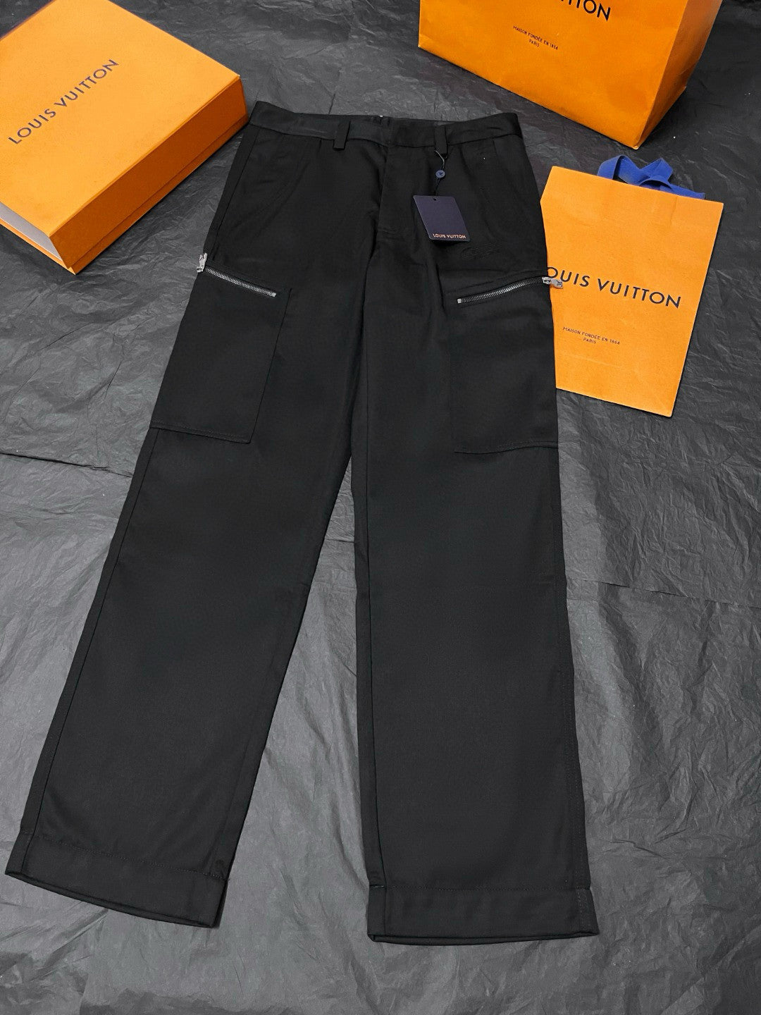 Louis Vuitton Men's Fashion Classic Solid Color Sheepskin Wool Embroidered Work Pants #78828