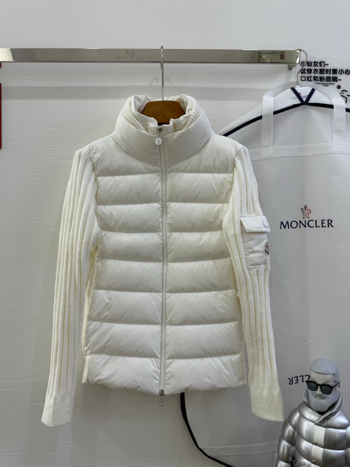 Moncler Cardigan Women's Ski Solid Color Snow Mountain Stand Collar Wool Goose Down Down Jacket#333081