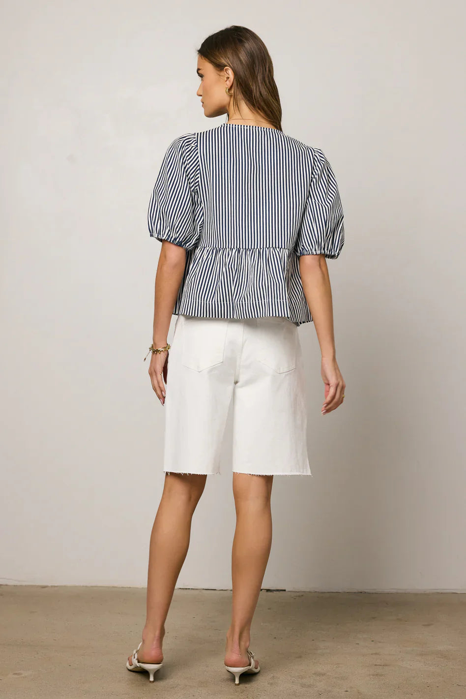 Milandra Striped Peplum Top