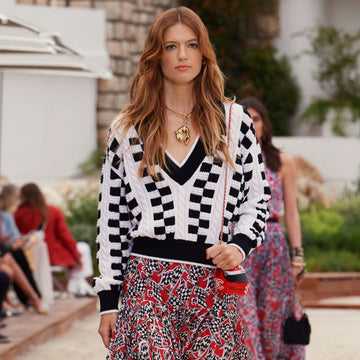 Chanel Black White Checkered Cashmere Sweater #335793