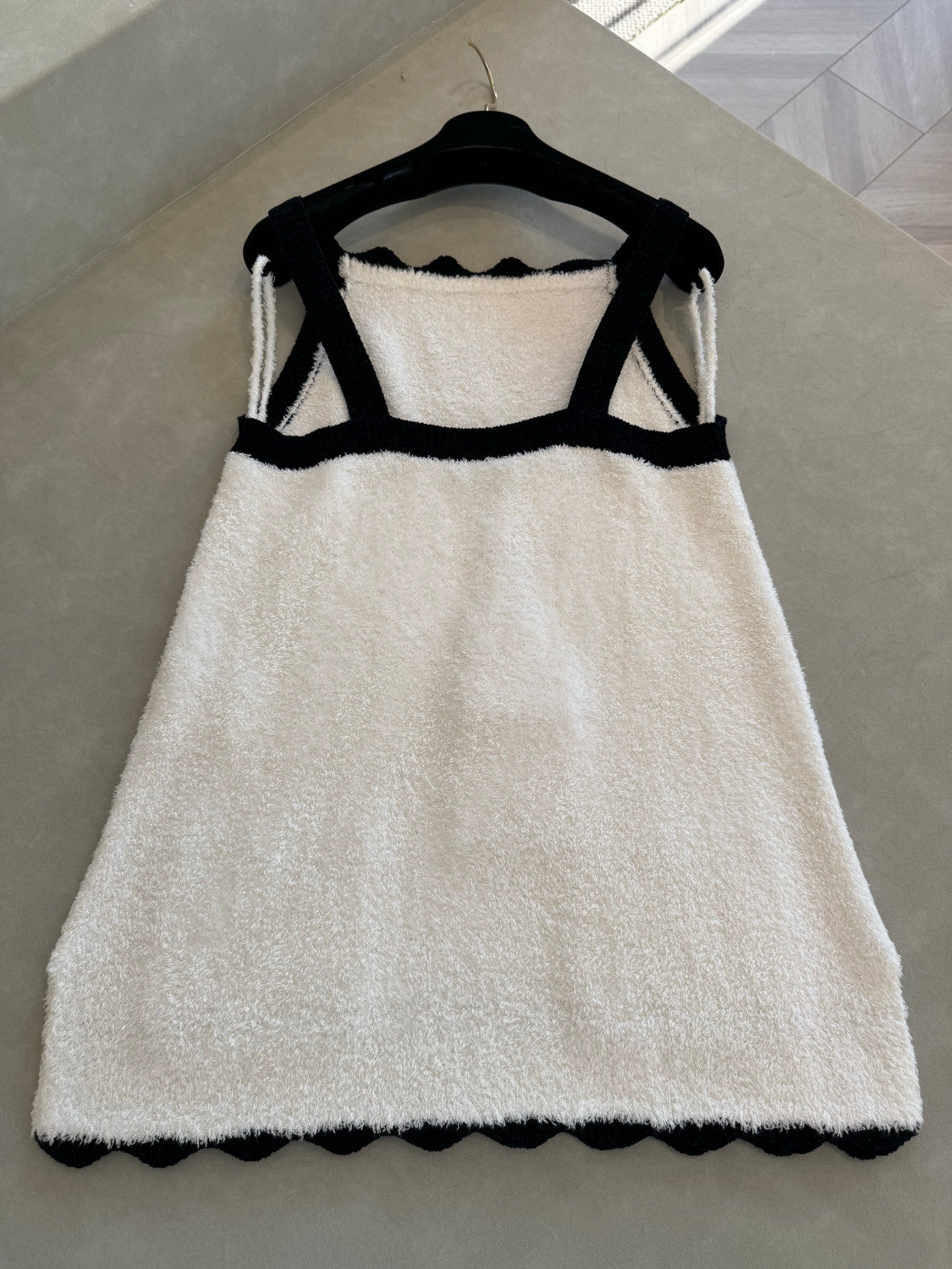 Chanel Top Silk White Navy Blue #335494